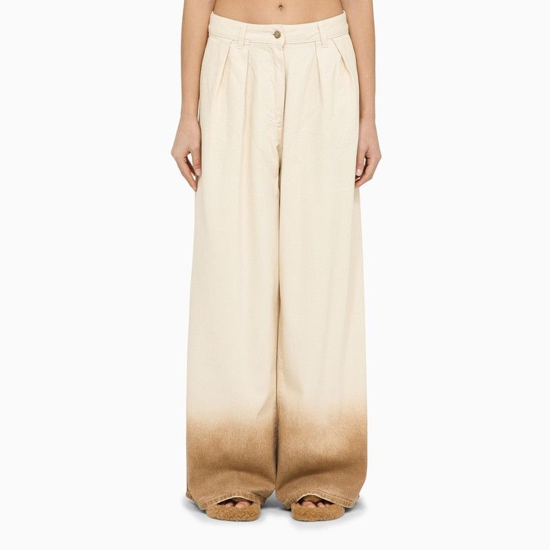 image of Alanui Wide Ivory Denim Trousers, Women's (Size 26)
