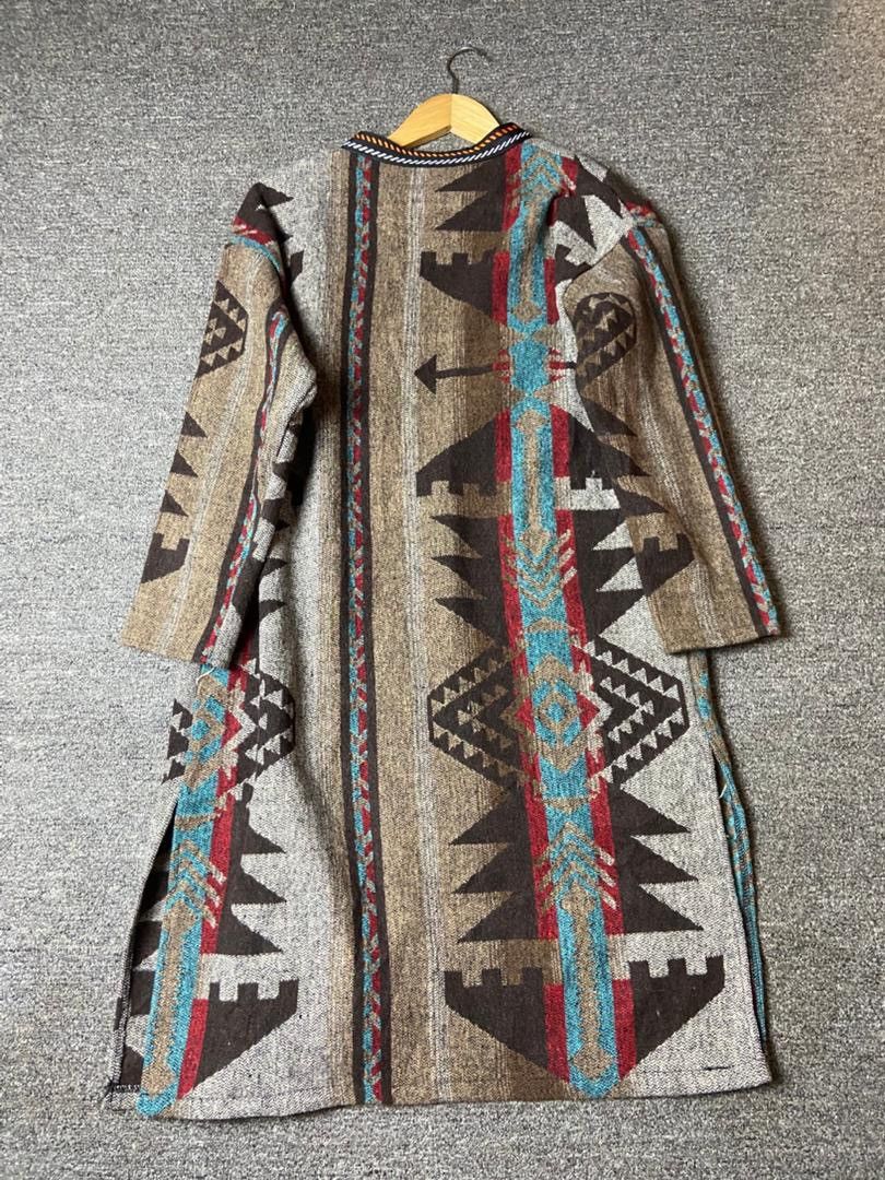 Japanese Brand YAXIN Navajo Aztec Cardigan Jacket with Fringes (179) Size S / US 4 / IT 40 - 2 Thumbnail
