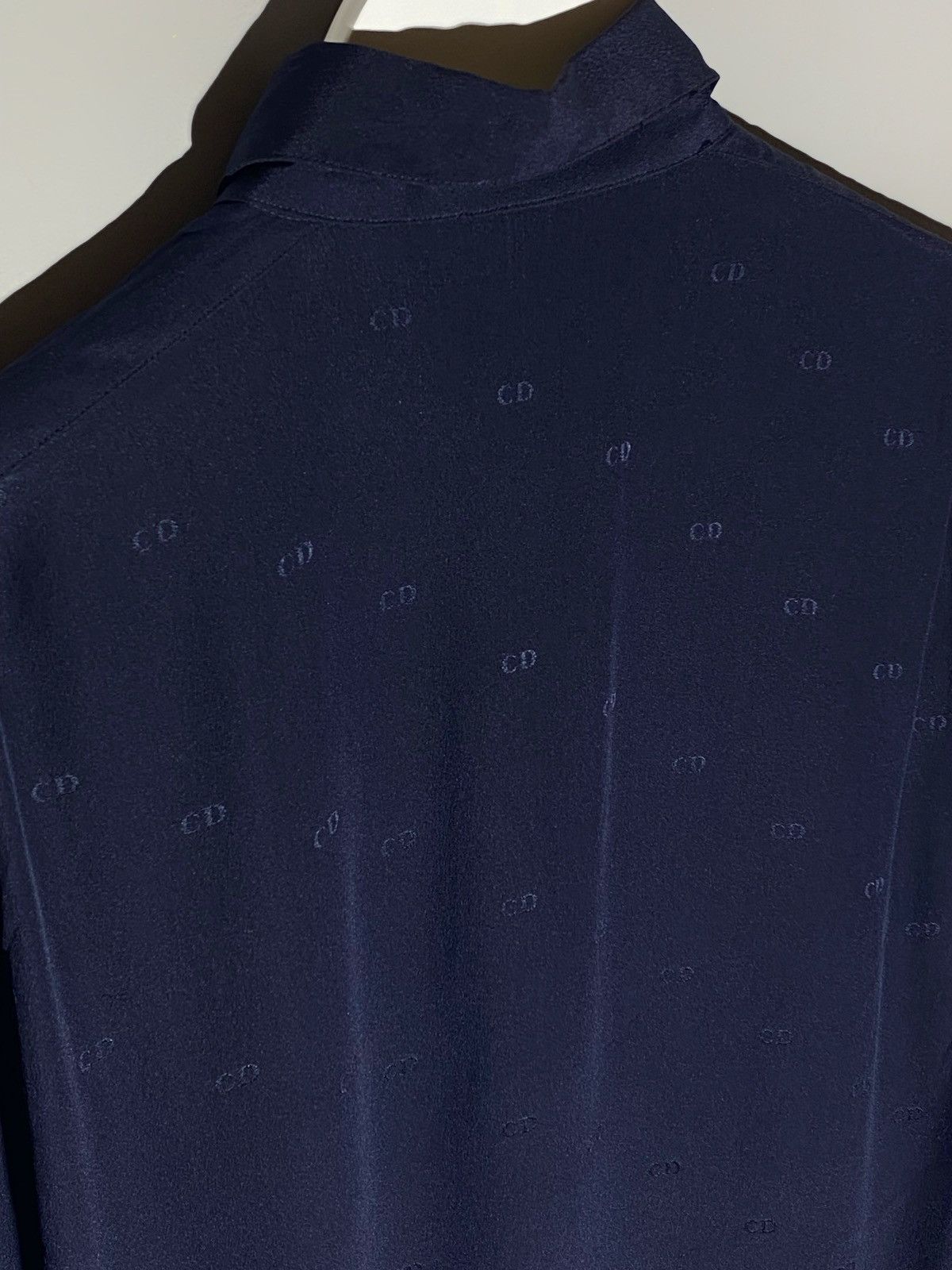 Christian Dior Monsieur Vintage 90s Christian Dior CD Monogram Silk Shirt Navy Blue Size US S / EU 44-46 / 1 - 5 Thumbnail