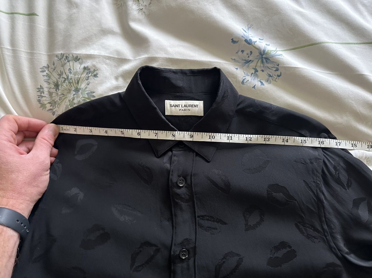 Saint Laurent Paris SS16 Saint Laurent kiss lips silk viscose black shirt Hedi Size US M / EU 48-50 / 2 - 5 Thumbnail