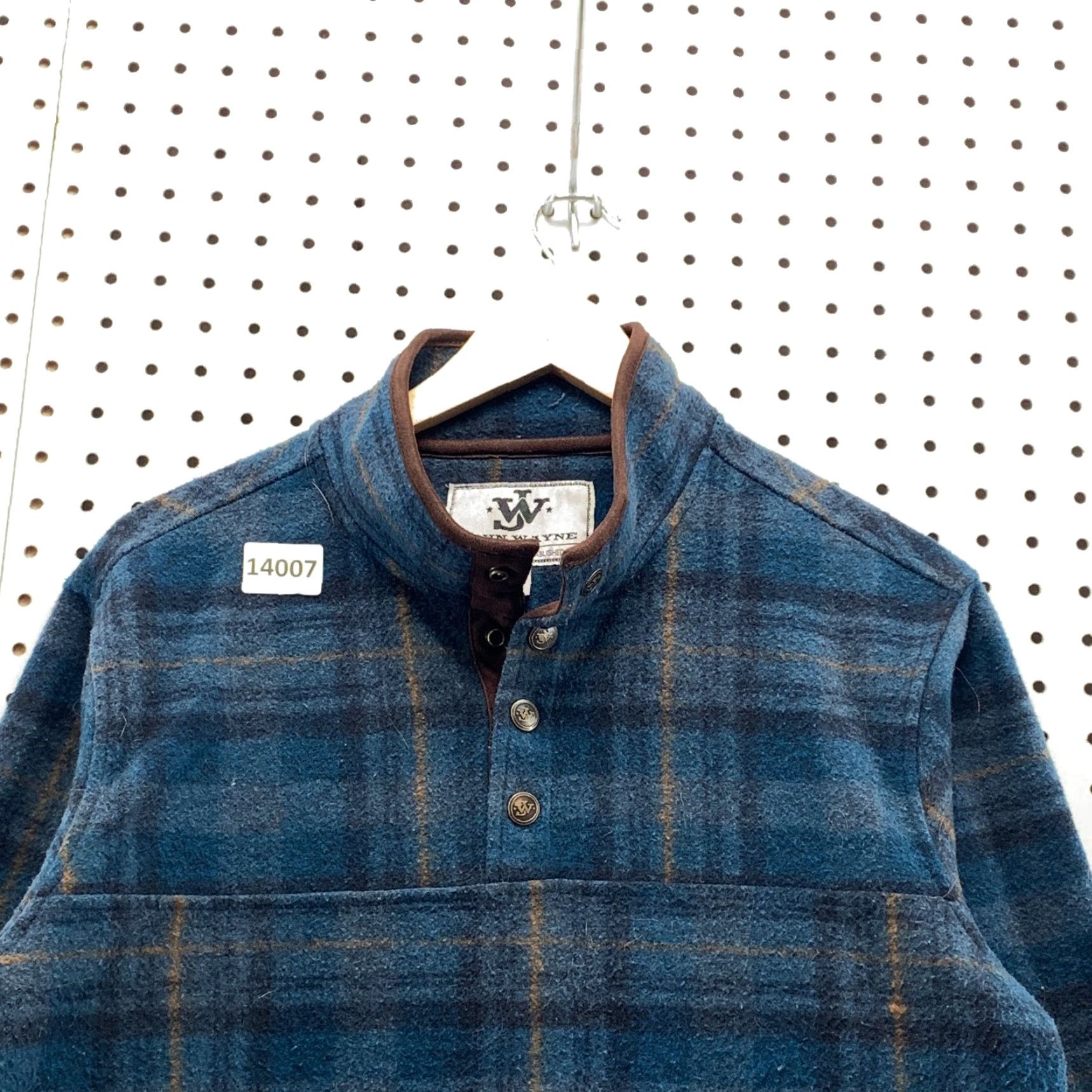 Vintage John Wayne Woolly Fleece Blue Plaid Henley Pullover Shirt Jacket Size Small Size US S / EU 44-46 / 1 - 6 Thumbnail