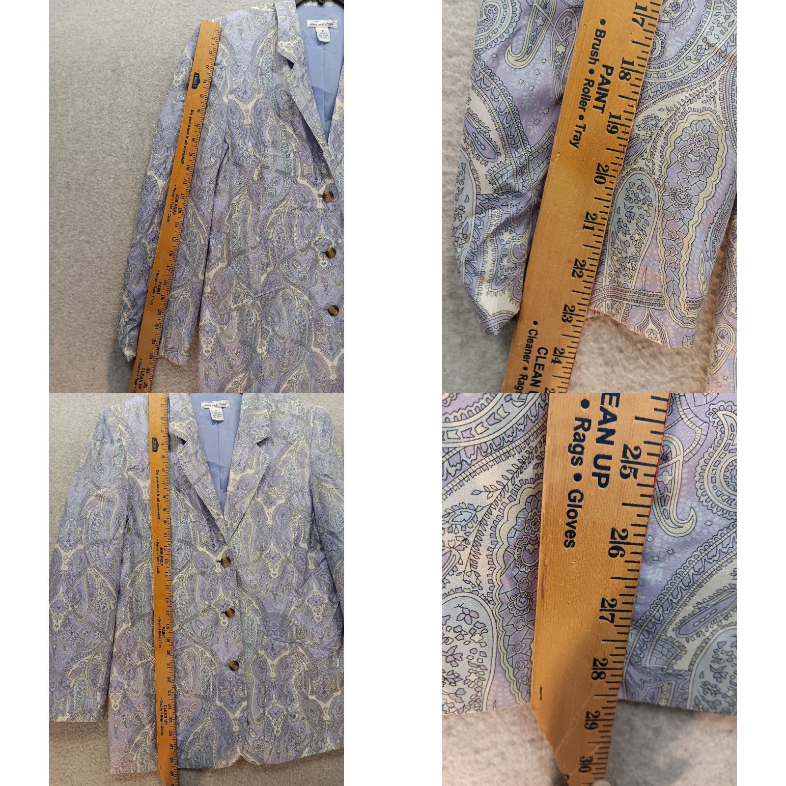 Vintage VINTAGE Anna And Frank Jacket Women's M Paisley Purple 100% Silk Lined 90s Casual Business Party/Cocktail Travel Workwear Size M / US 6-8 / IT 42-44 - 8 Thumbnail