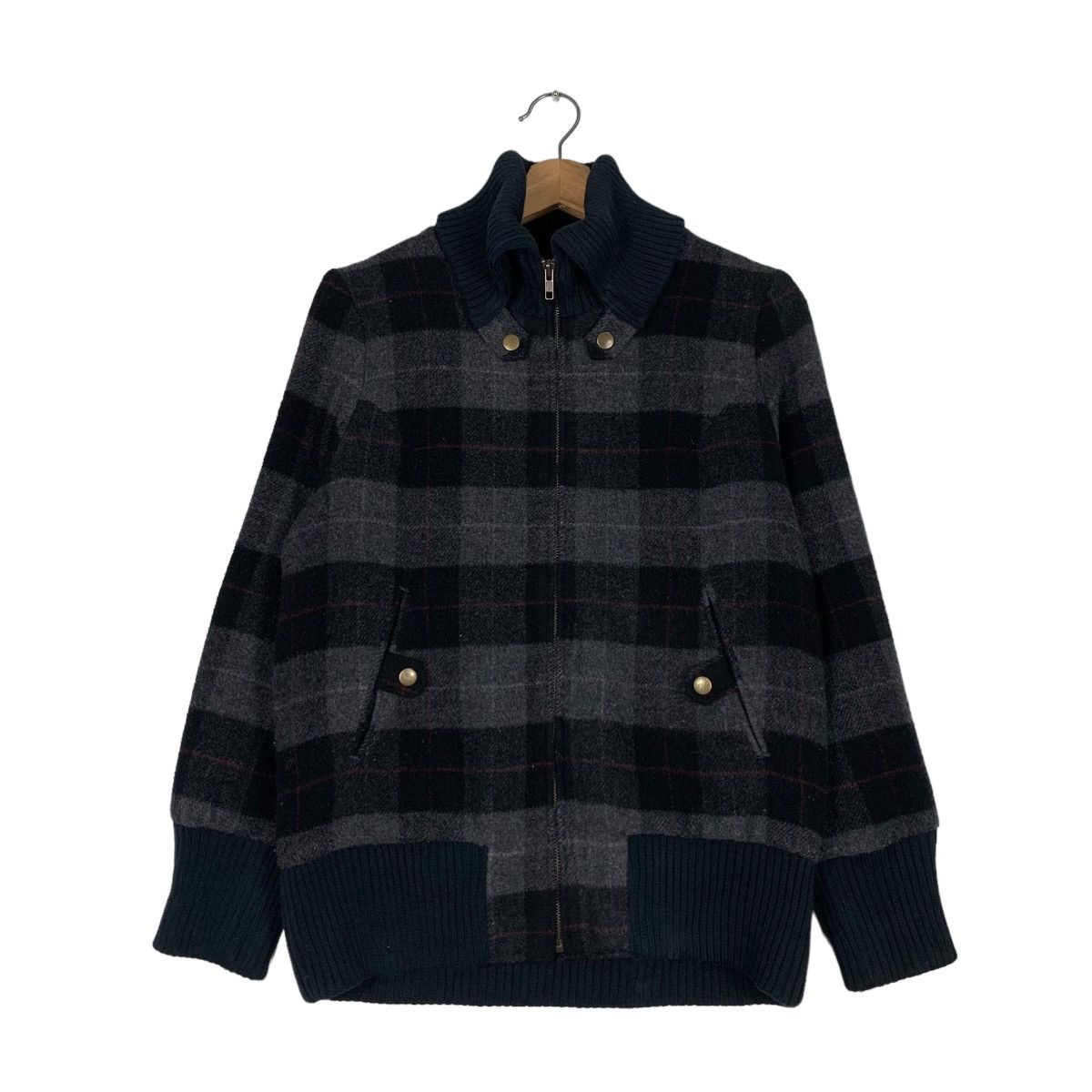 Japanese Brand NANHAITU GIGUE Checked Tartan Wool Jacket #0640-C30 Size US M / EU 48-50 / 2 - 1 Thumbnail