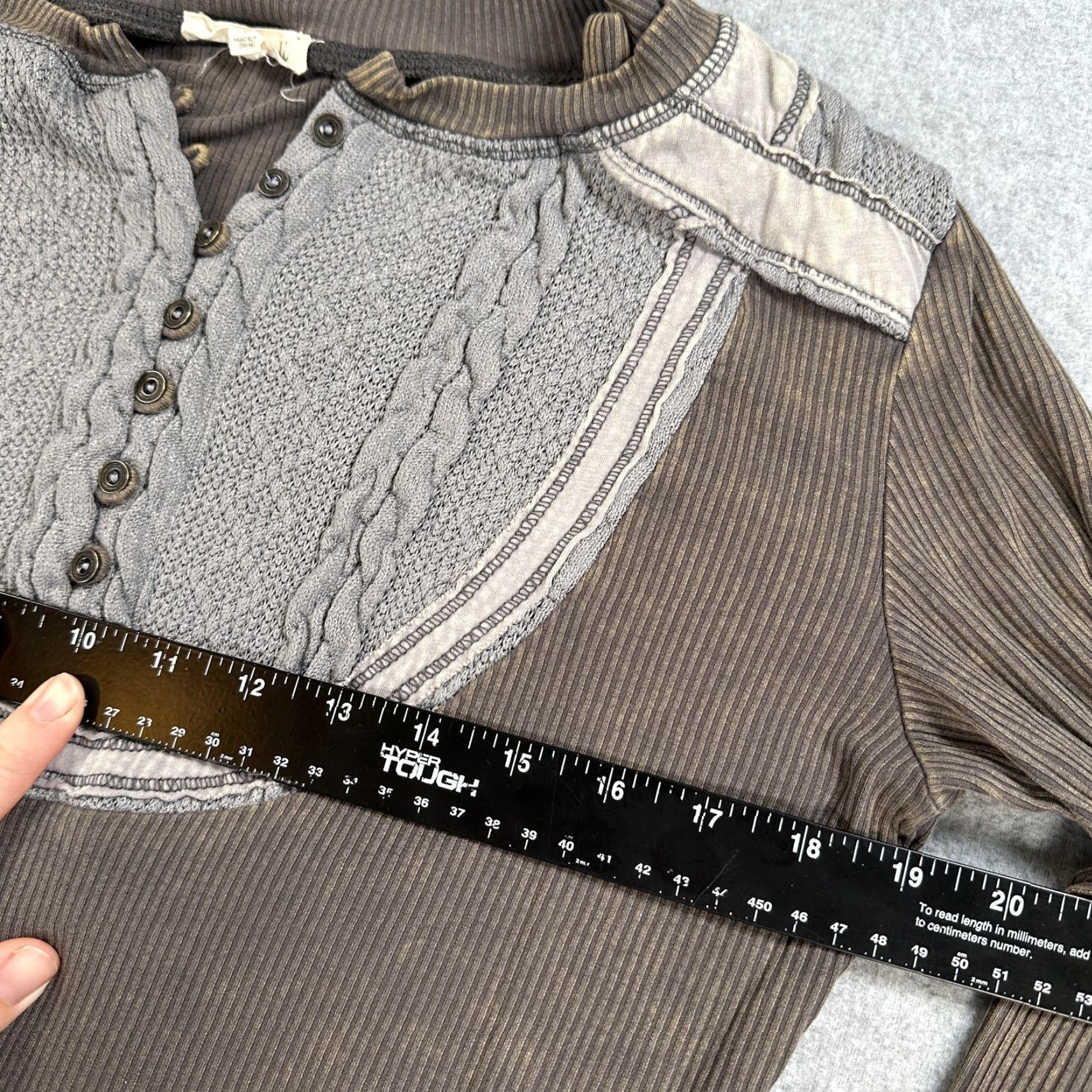 Vintage Oli & Hali Shirt Womens Small Brown Ribbed Henley Cable Knit Long Sleeve Boho Size S / US 4 / IT 40 - 6 Thumbnail