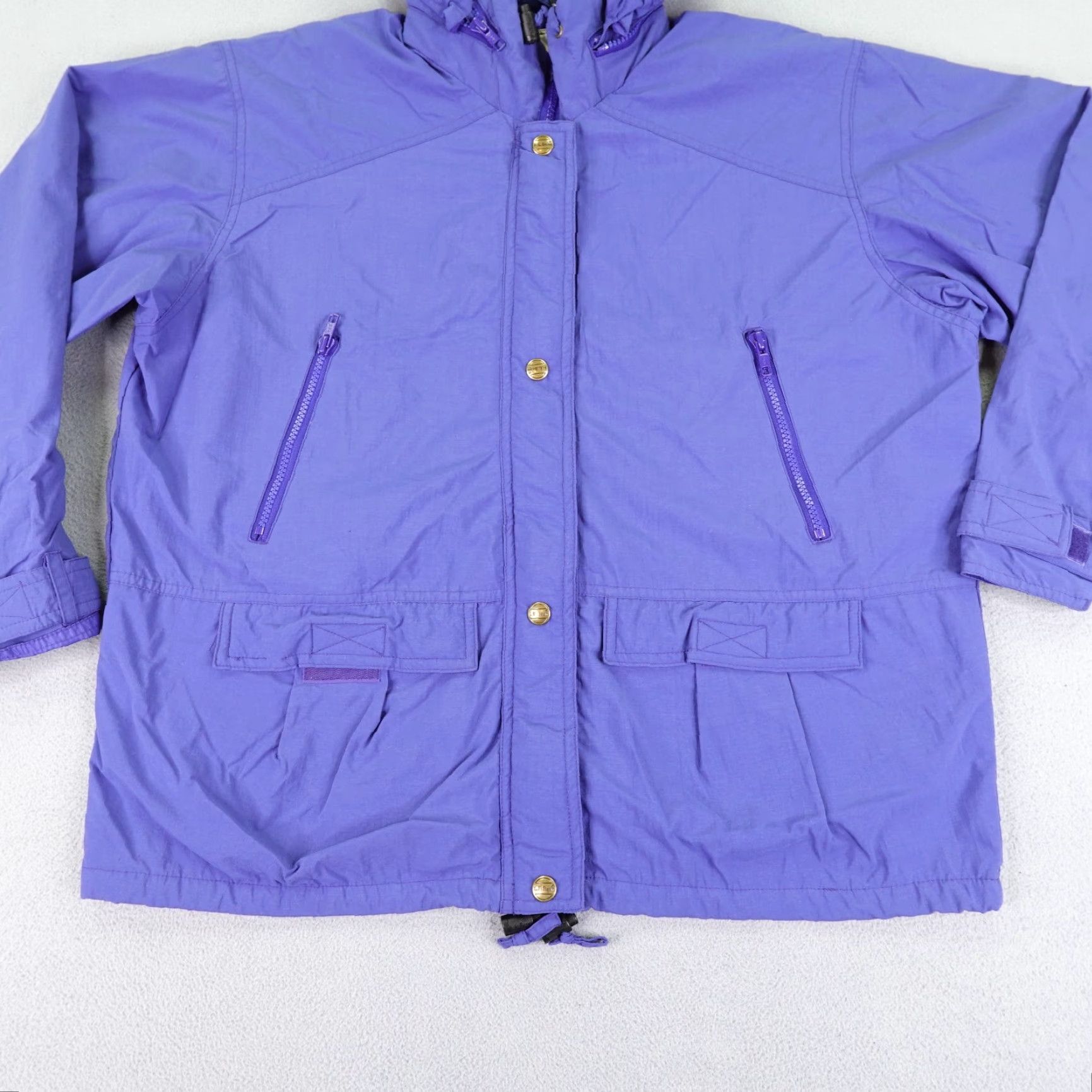 Vintage VINTAGE LL BEAN Jacket Womens Medium Windbreaker Hooded Zip Snap Blue 90s Outdoor Coat Womens Medium Blue LL Bean Jacket Size M / US 6-8 / IT 42-44 - 3 Thumbnail