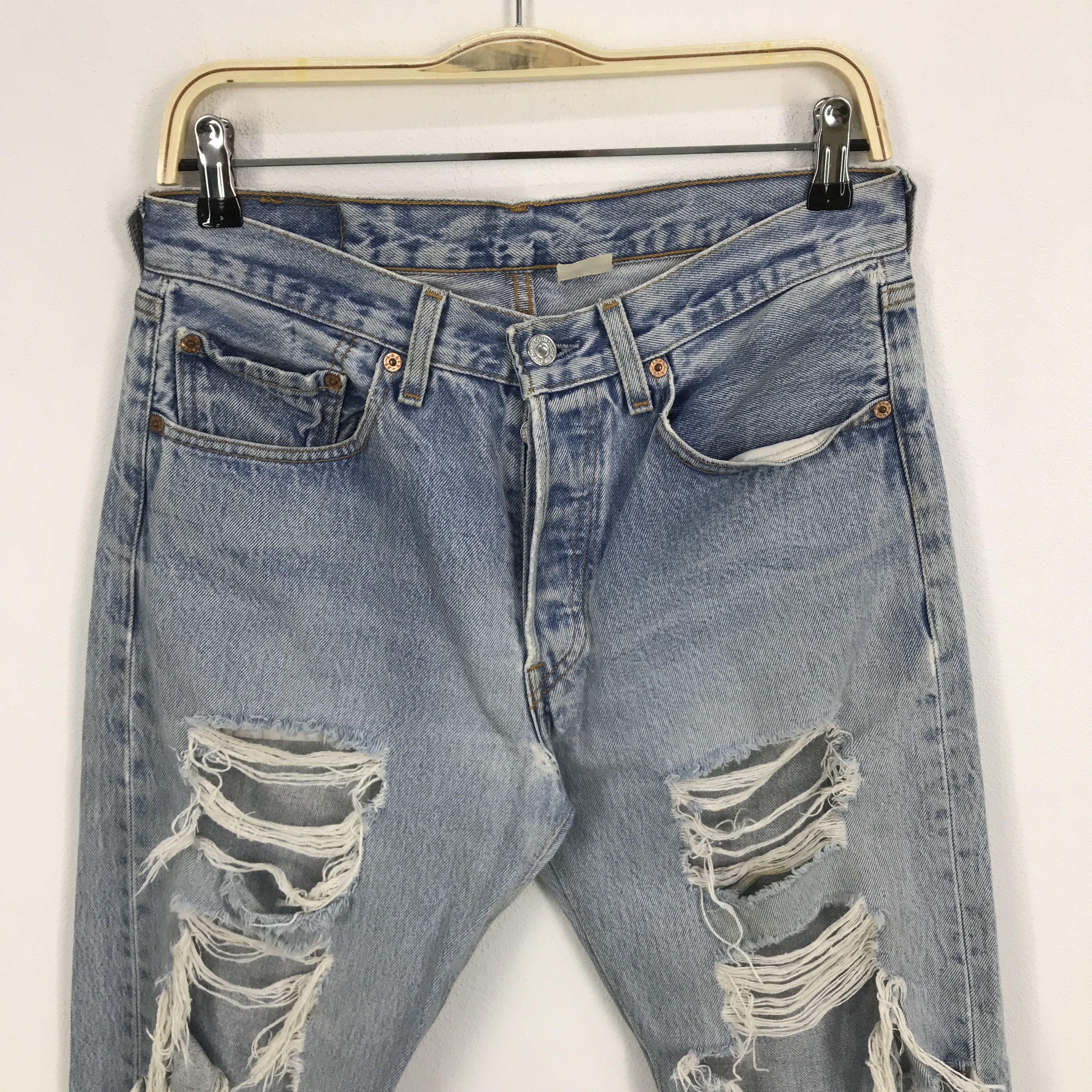 Levi's × Levi's Vintage Clothing Vtg Levi's 501 Ripped distressed Denim jeans pants Size US 31 - 3 Thumbnail