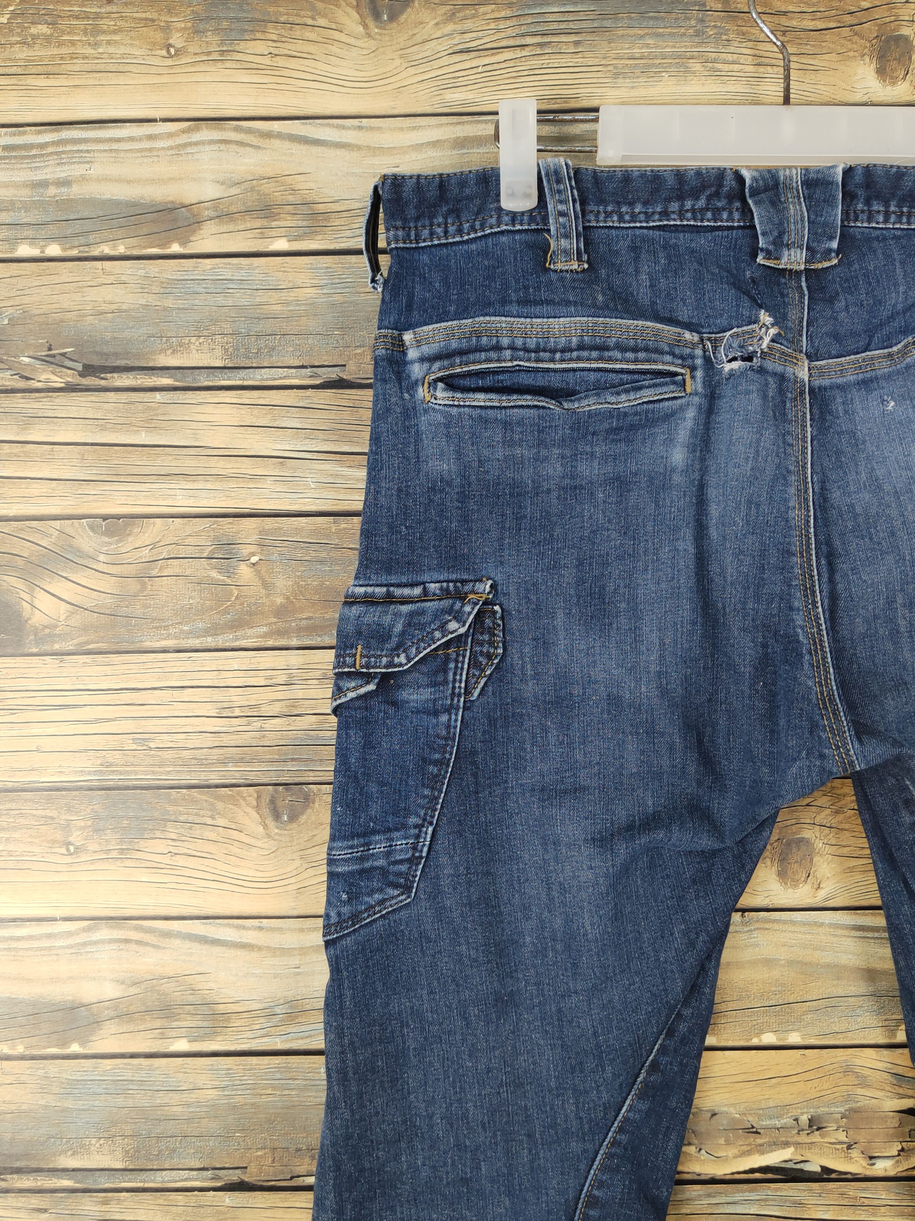 Japanese Brand Evenriver Distressed Ripped denim cargoJeans #W1989 Size 32" / US 10 / IT 46 - 9 Thumbnail