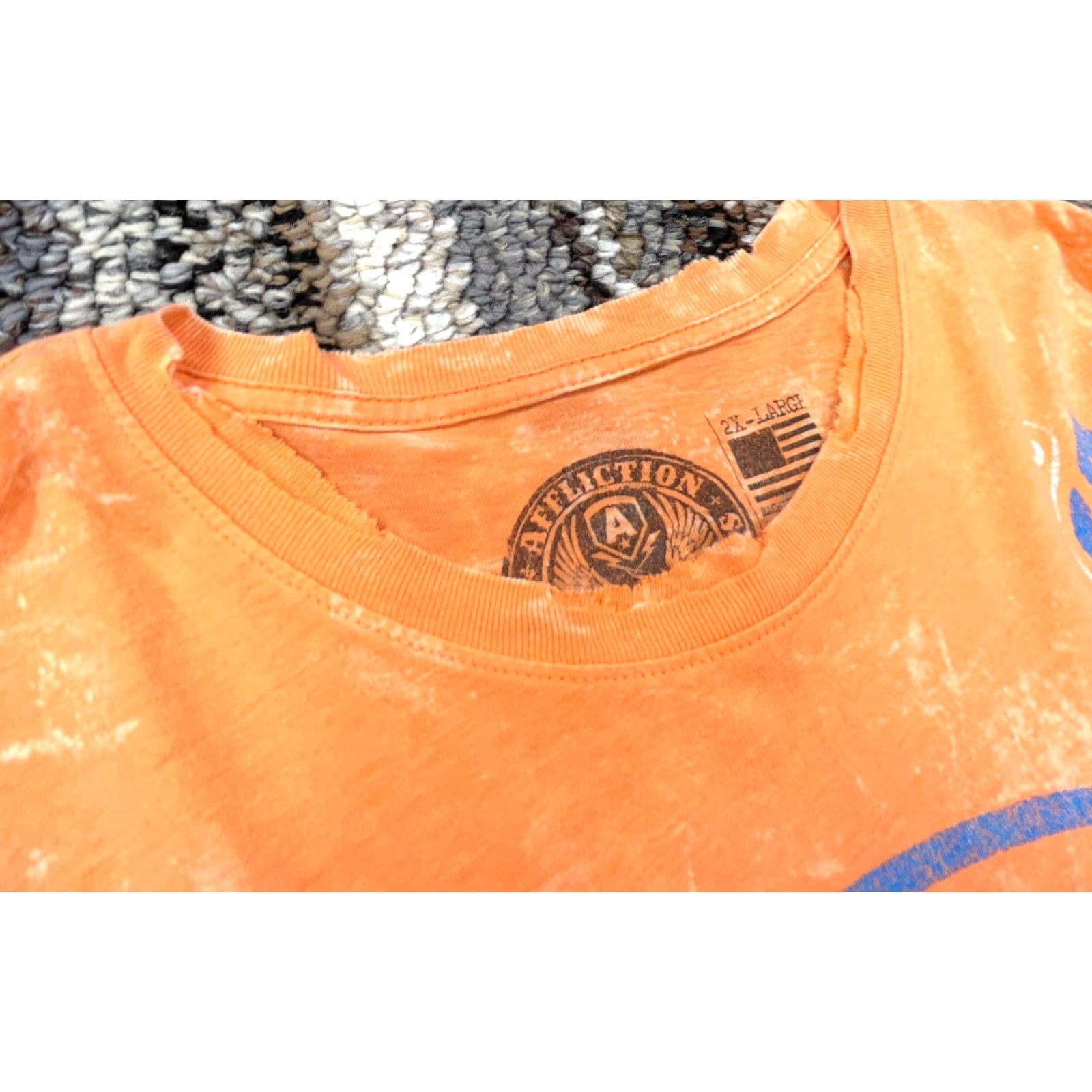 Affliction Affliction Shirt Men 2XL Orange Tee Live Fast Motorcycle Customs Faded Graphic T-Shirt Short Sleeve Size US XXL / EU 58 / 5 - 4 Thumbnail