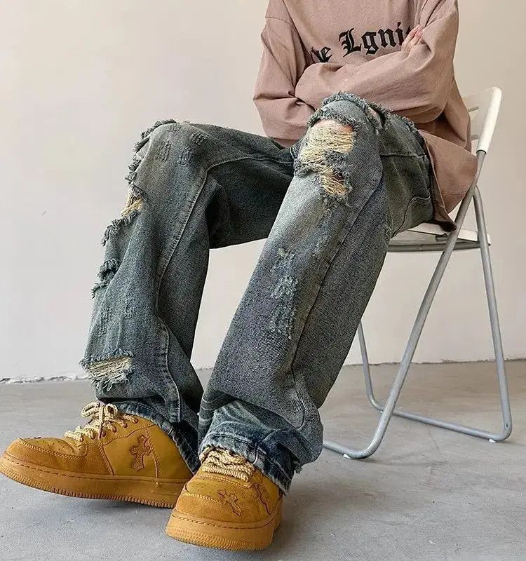 Japanese Brand Retro loose distressed washed jeans Size US 30 / EU 46 - 2 Thumbnail