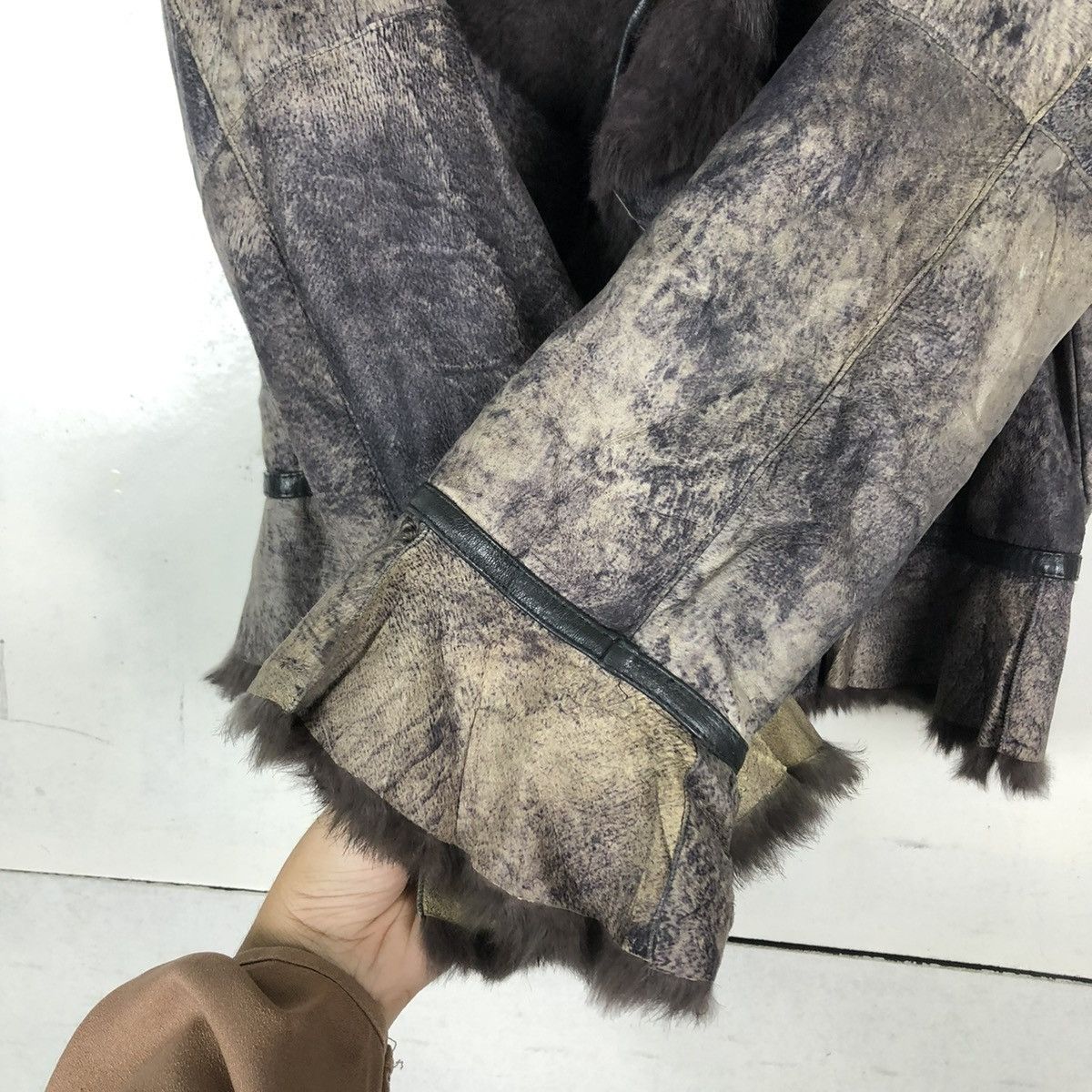 Japanese Brand 🔥VINTAGE LEATHER JACKET PATCHWORK CONCERTINA MINK FUR Size M / US 6-8 / IT 42-44 - 12 Thumbnail
