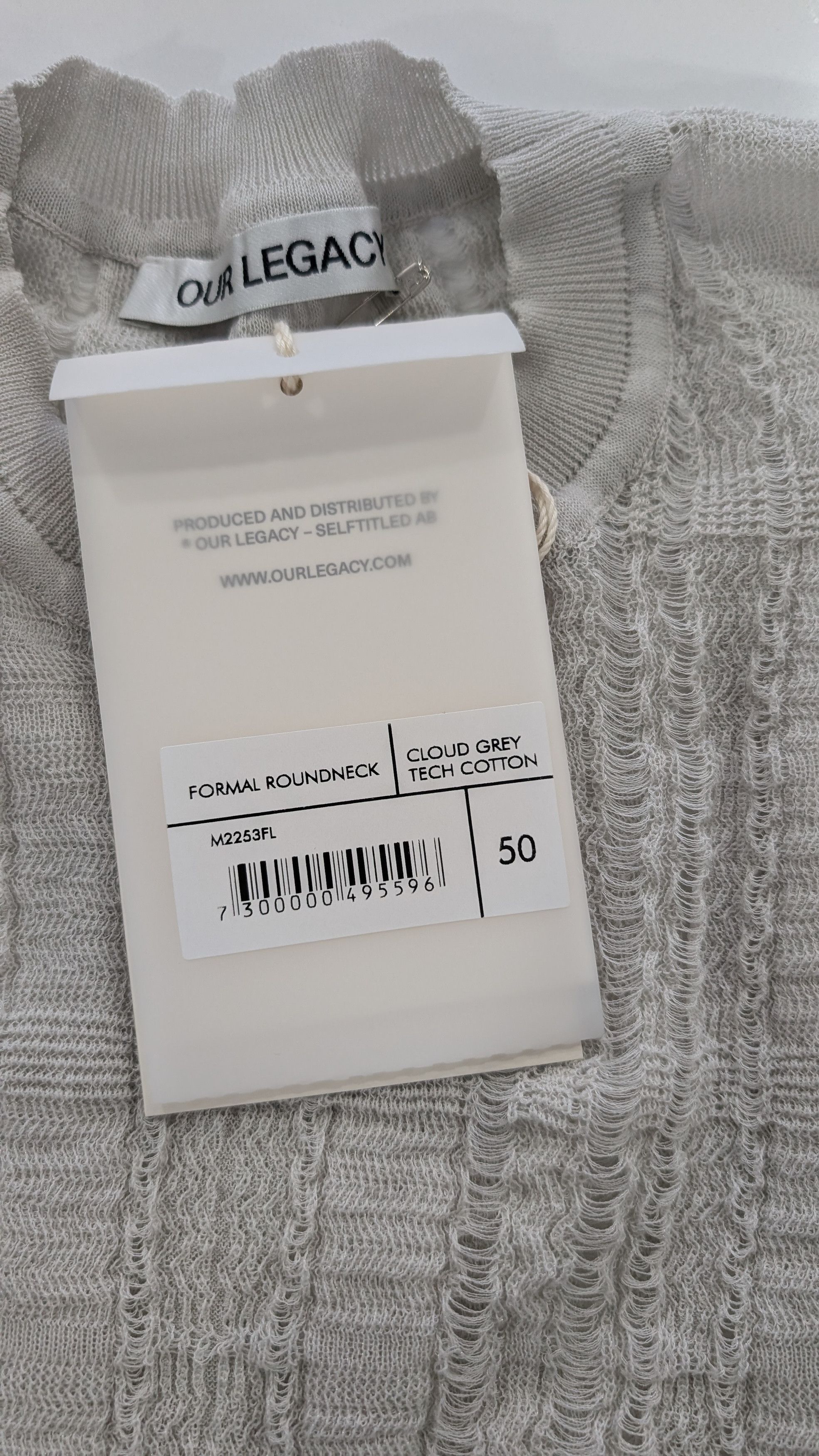 Our Legacy Our Legacy Formal Roundneck Cloud Grey Tech Cotton Size 50 Size US M / EU 48-50 / 2 - 6 Thumbnail