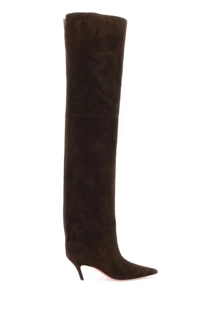 image of Amina Muaddi O1S22I1N0324 Thigh High Boots In Brown, Women's (Size 8)