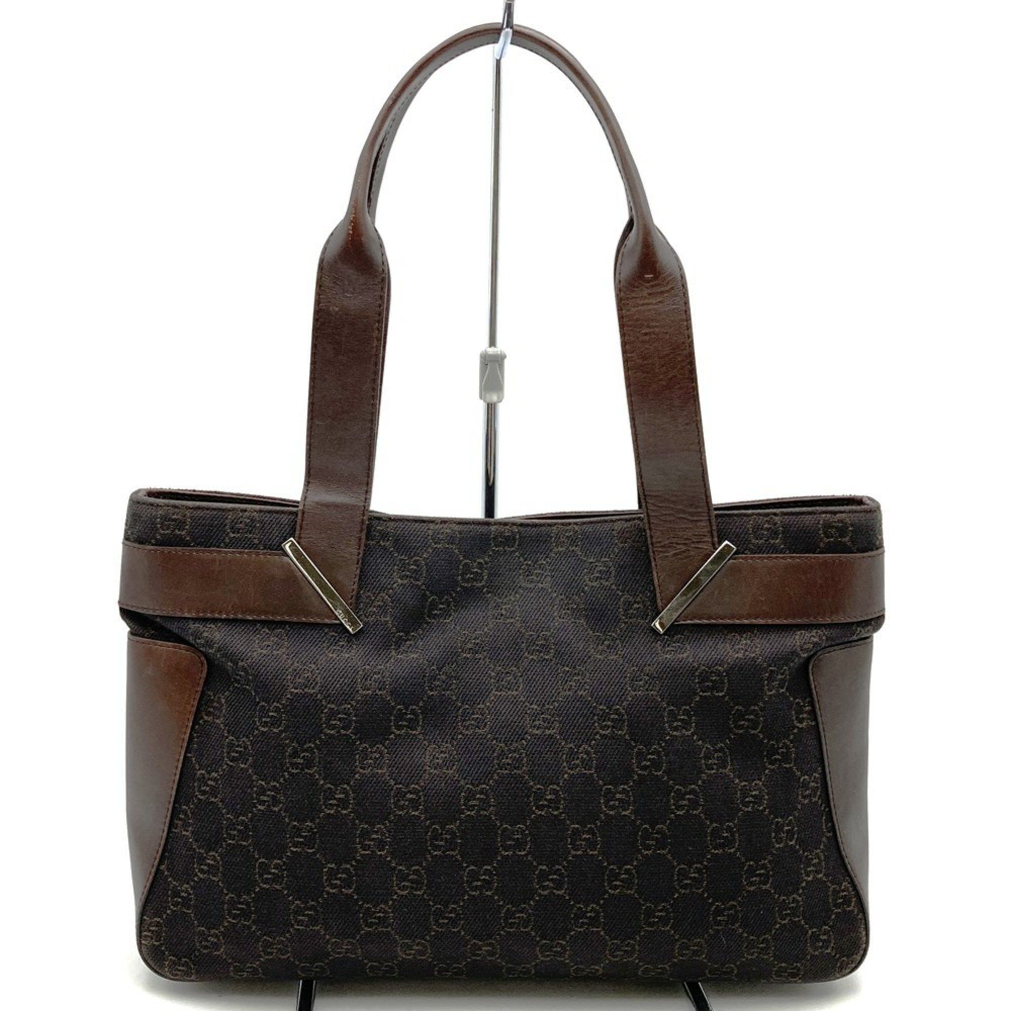Gucci 73983 Tote Bag GG Canvas Leather Brown Women's