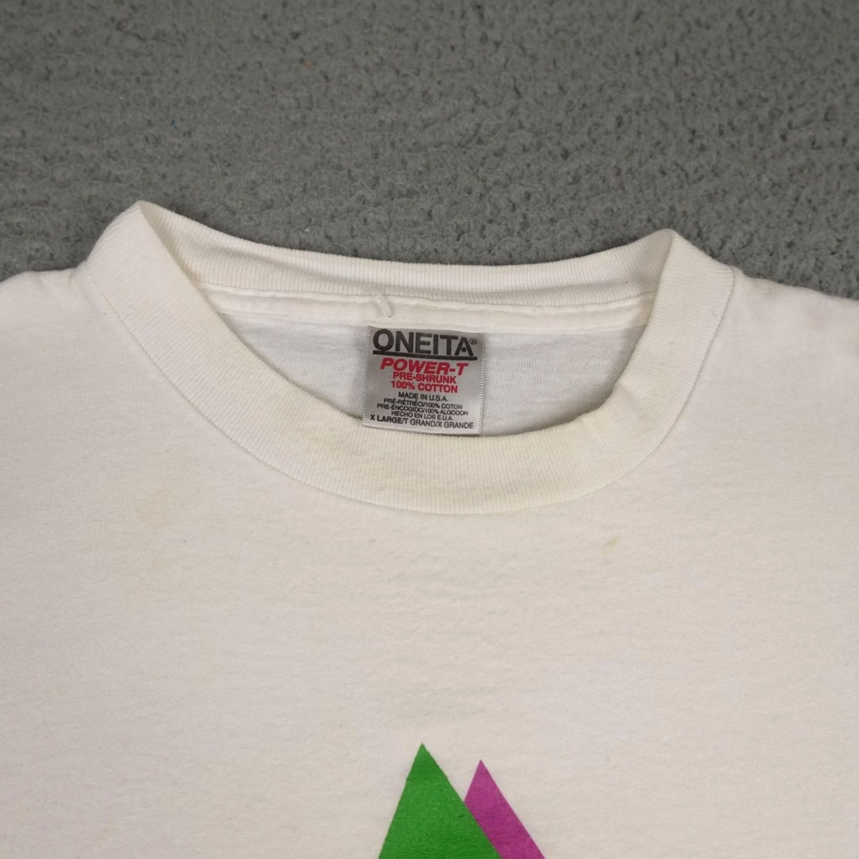 Vintage VINTAGE Oneita Shirt Mens XL White Graphic Print 90s Retro Athletic Crew Neck Short Sleeve T-Shirt Visually Pre-Owned Size US XL / EU 56 / 4 - 4 Thumbnail