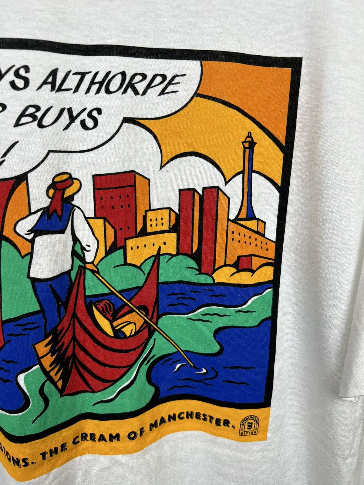 Vintage Vintage 90s Boddingtons bitter single stitch white t-shirt Size US XL / EU 56 / 4 - 14 Thumbnail