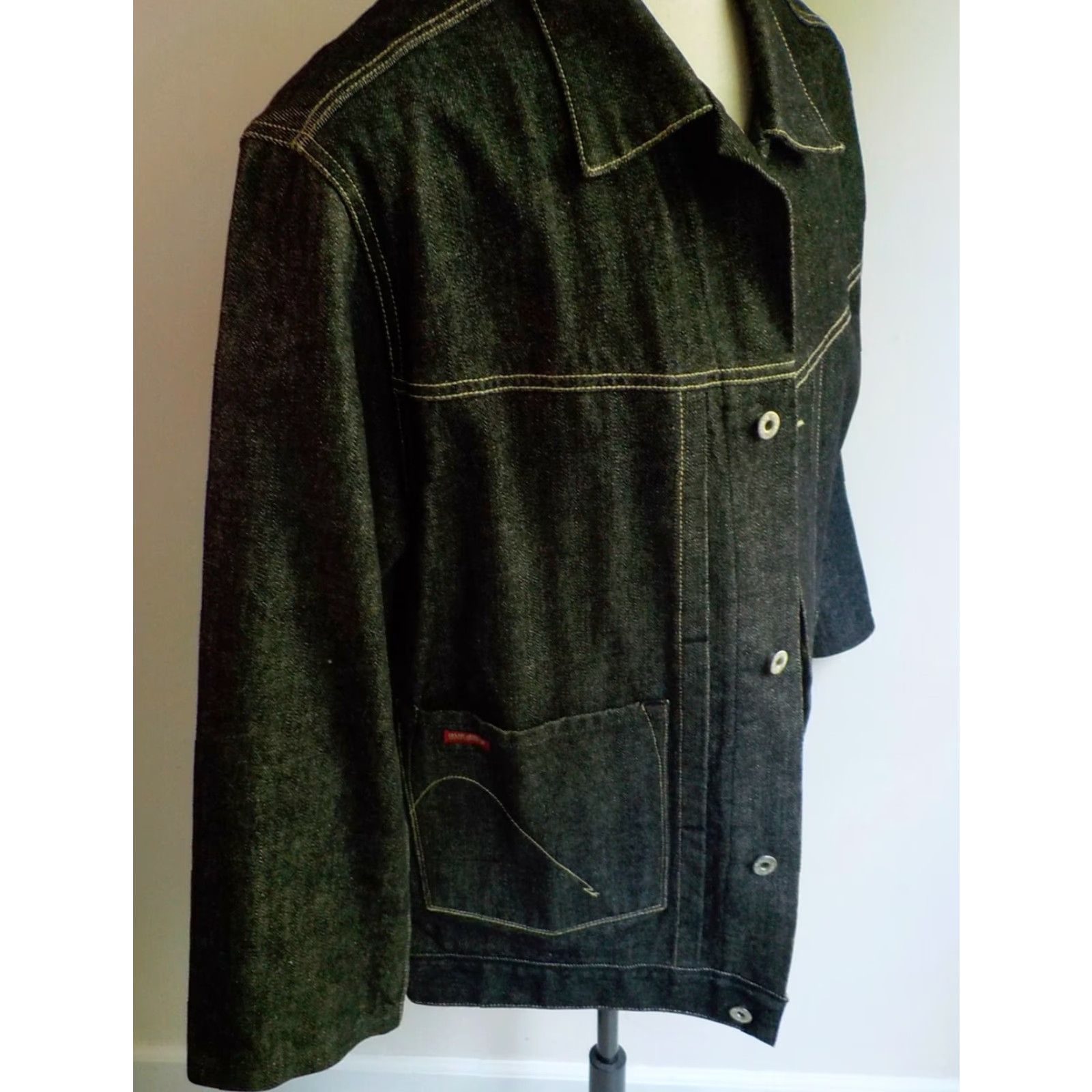 Guess GUESS Denim Jacket Mens Black Trucker Button Front Large SIZE LARGE Denim Jacket 100% Cotton Casual Vintage style Size US 33 - 3 Thumbnail
