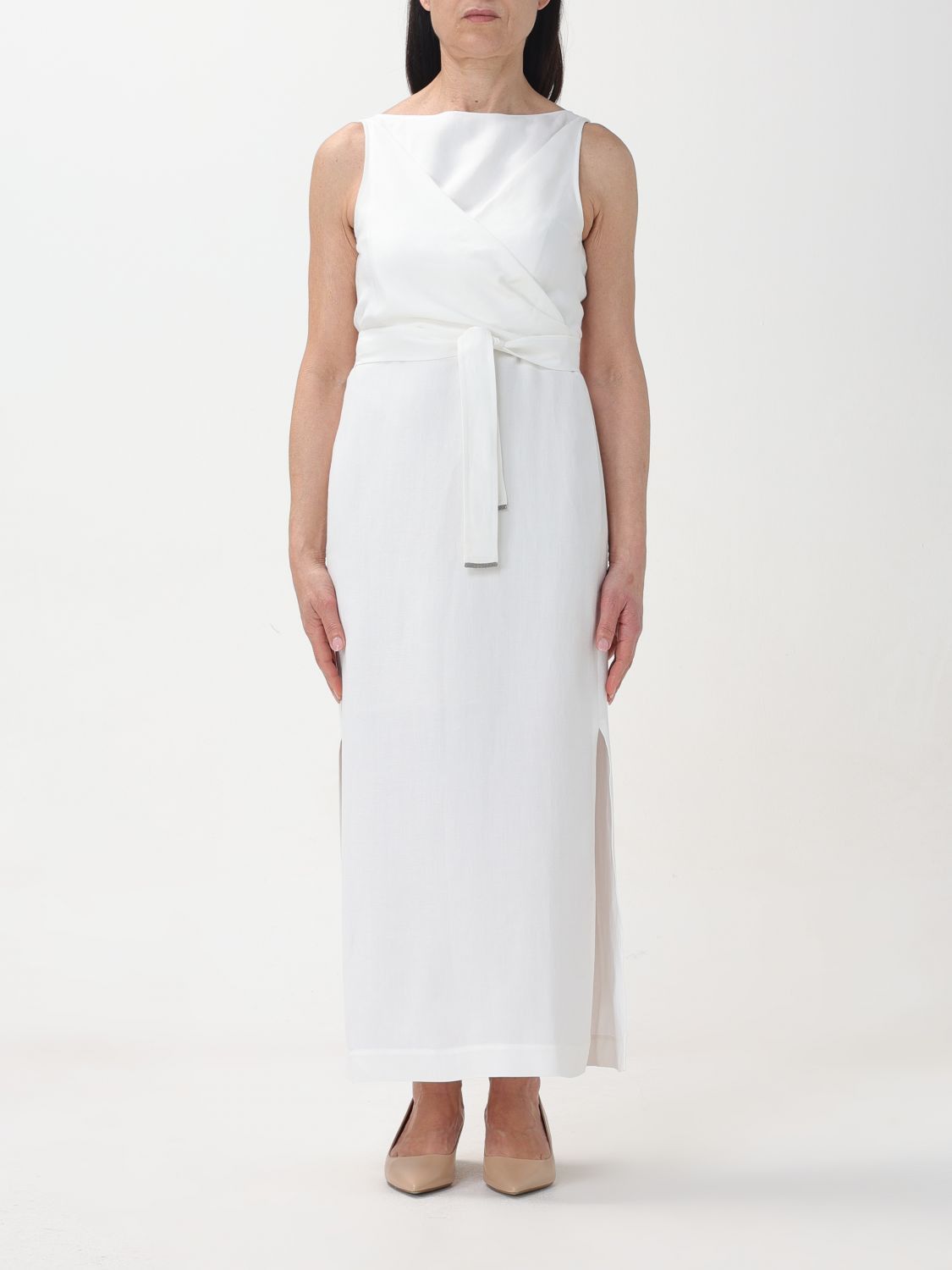 image of Brunello Cucinelli Dress Woman White, Women's (Size Medium)