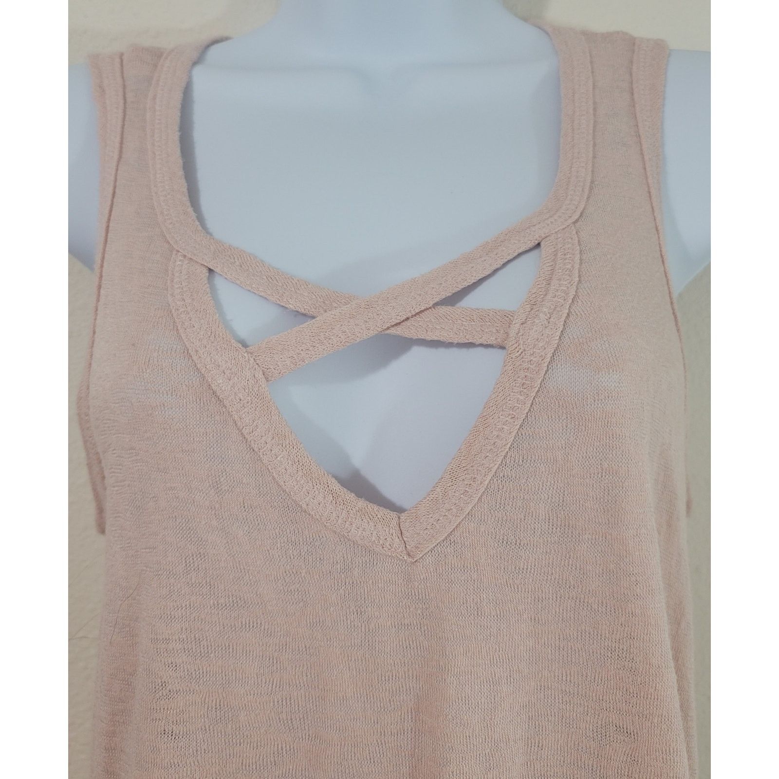 Other Bobeau Pink Blush Crisscross V Neck Slub Knit Tank Large Size L / US 10 / IT 46 - 2 Thumbnail