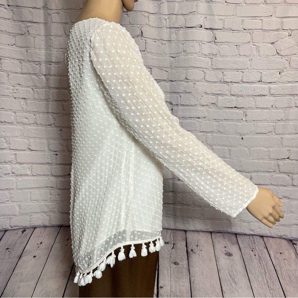 Other STS Sail To Sable White Silk Long Sleeve Tassel Blouse Size Size XXS / US 00 / IT 34 - 3 Thumbnail