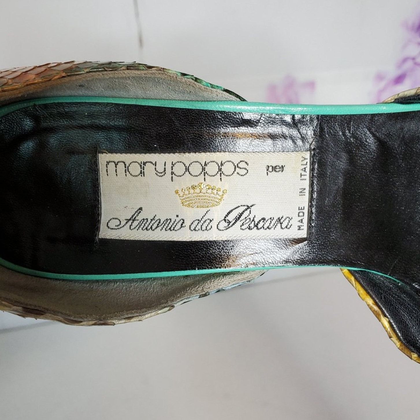 Designer Mary Popps Antonio da Pescara Snakeskin Leather Heels 39B Size US 9 / IT 39 - 6 Thumbnail