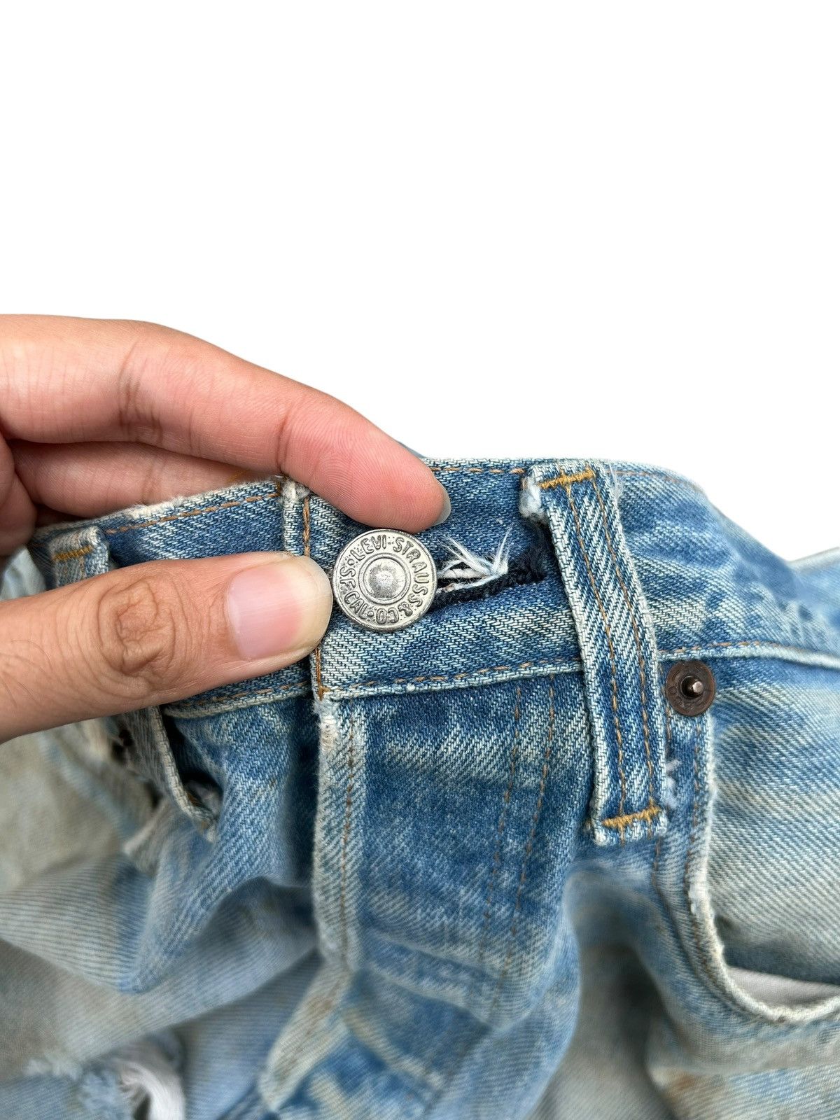 Kapital 80's THRASHED Levis 6 Selvedge Distressed Dirty Denim Jeans Size US 30 / EU 46 - 9 Thumbnail