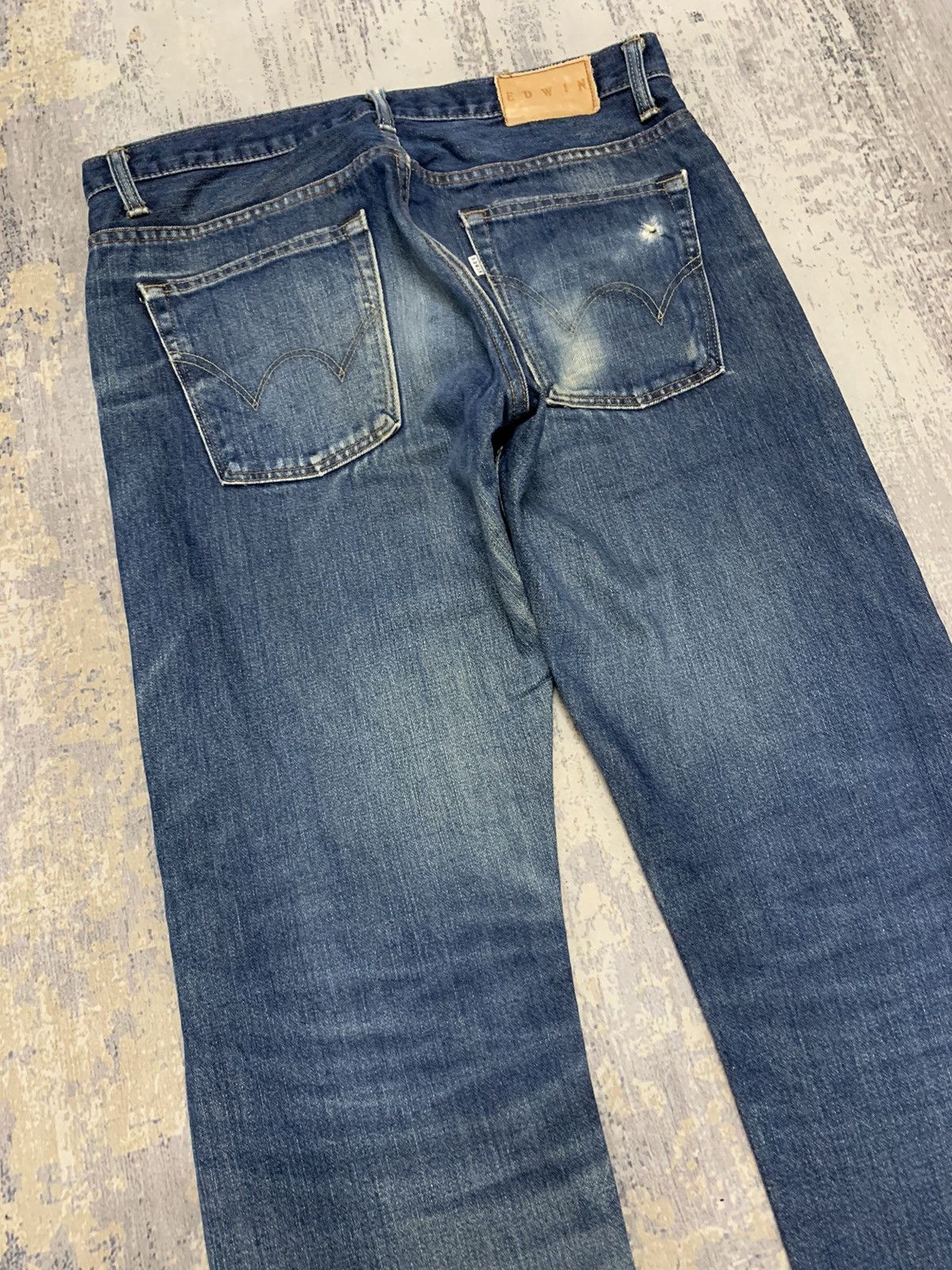 Japanese Brand Vintage Edwin Lot 503 Distressed Mud Wash Denim Jeans 32x28 Size US 32 / EU 48 - 11 Thumbnail