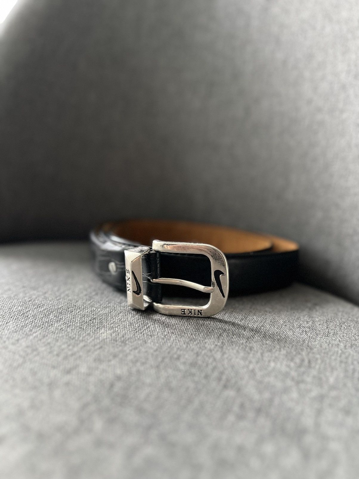 If Six Was Nine Vintage Nike Belt Leather 90s Y2K Logo Style USA Size ONE SIZE - 2 Thumbnail