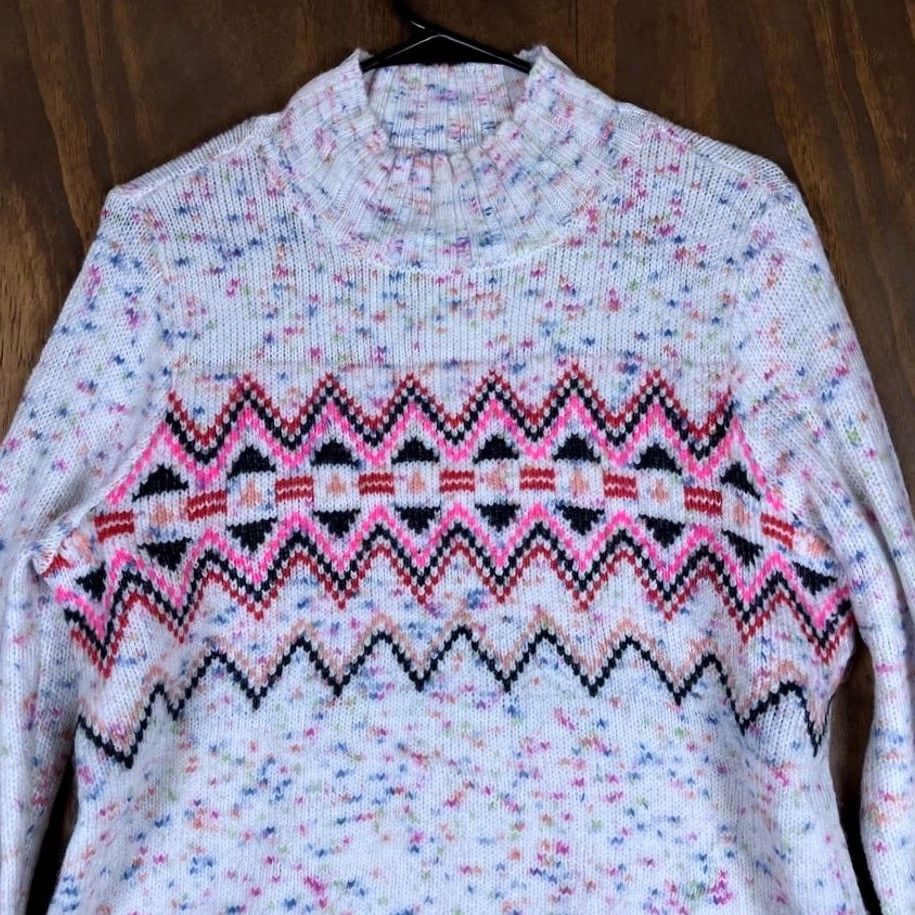 Loft LOFT Womens Sweater Multicolored Pattern Mock Neck Long Sleeve Knit Pullover Small Size S / US 4 / IT 40 - 2 Thumbnail