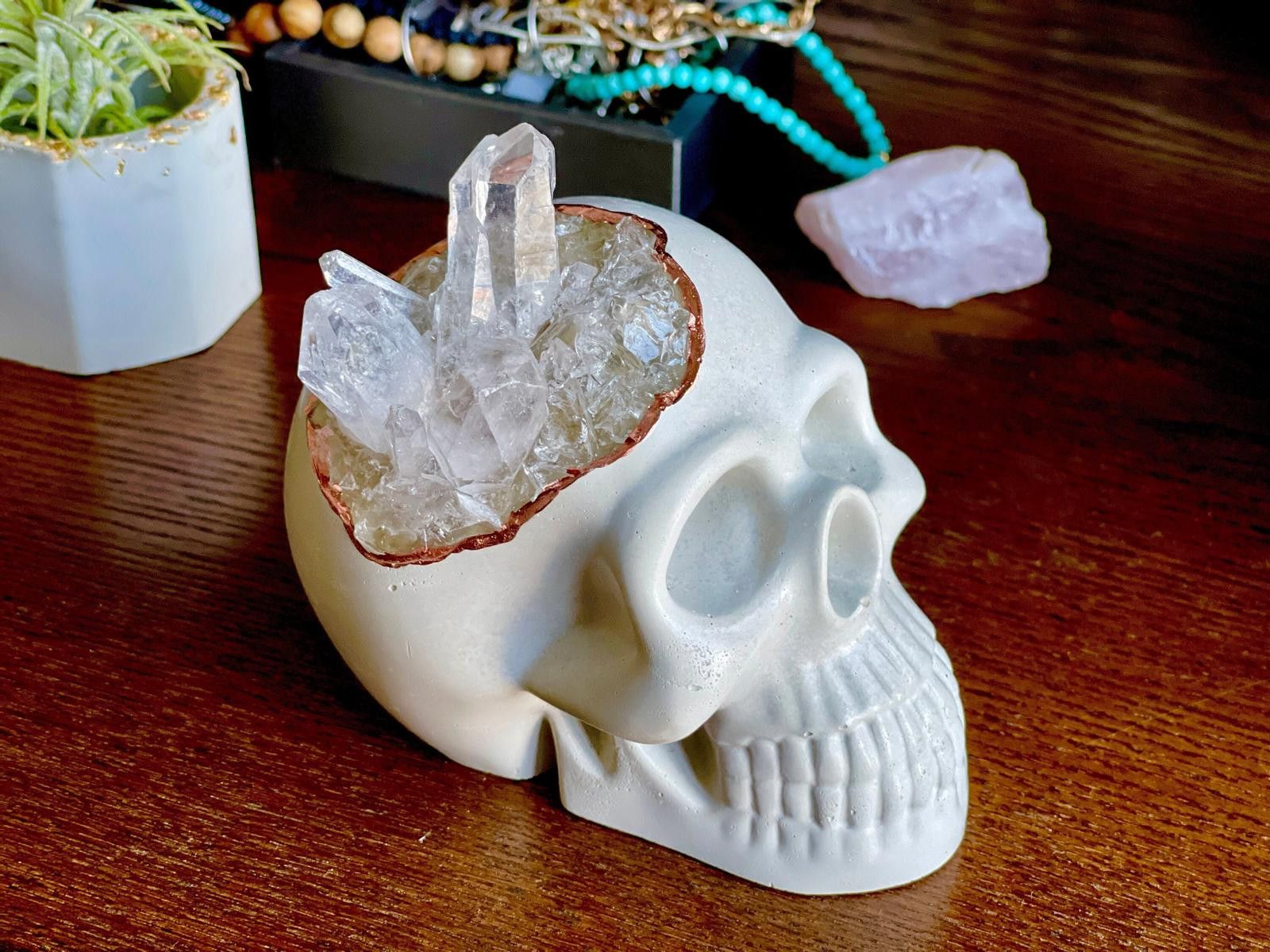 Other Big Clear Quartz Skull Head | Cluster Carved Crystals Lover Size ONE SIZE - 3 Thumbnail