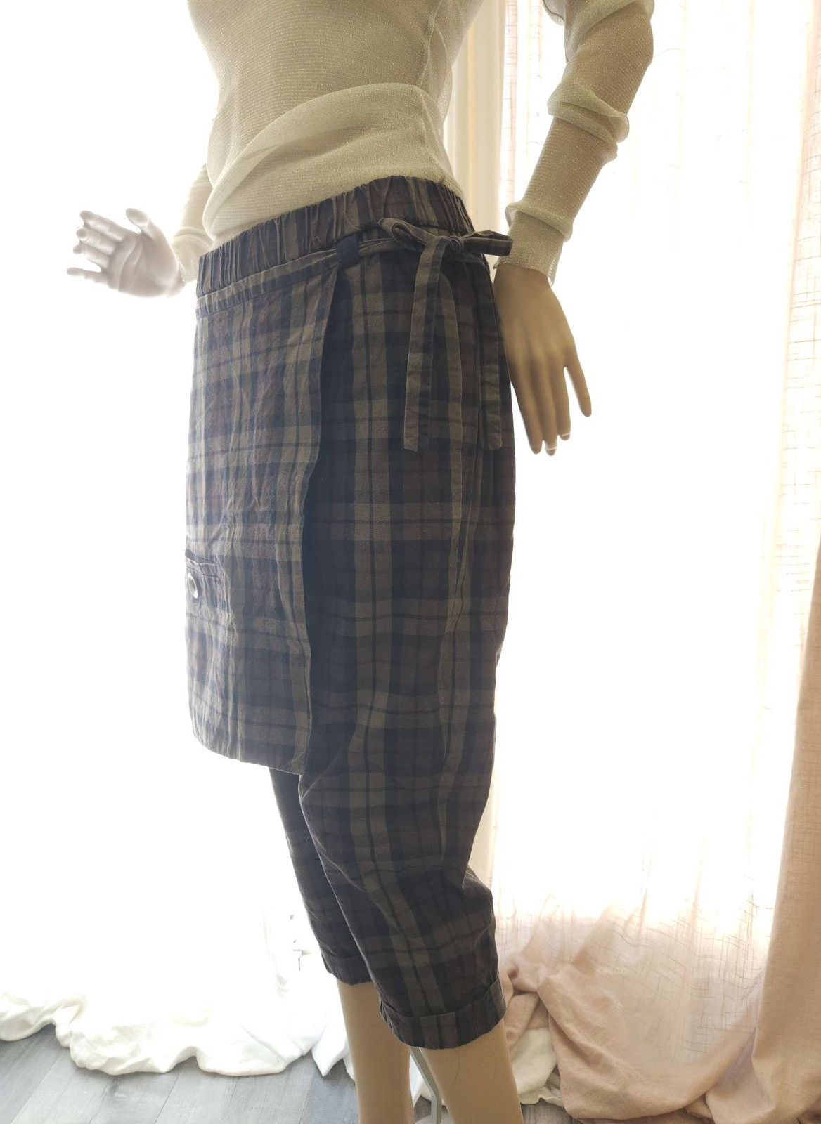 Vintage Rare Vintage Tie Wrap Skirt Cropped Pants Set By Whiplë Size 29" - 3 Thumbnail