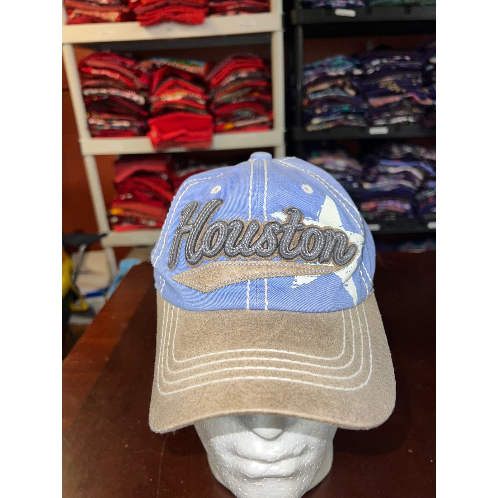 Vintage Vintage Houston Texas Hat TX Star Blue Cap Headwear OS Size ONE SIZE - 1 Thumbnail