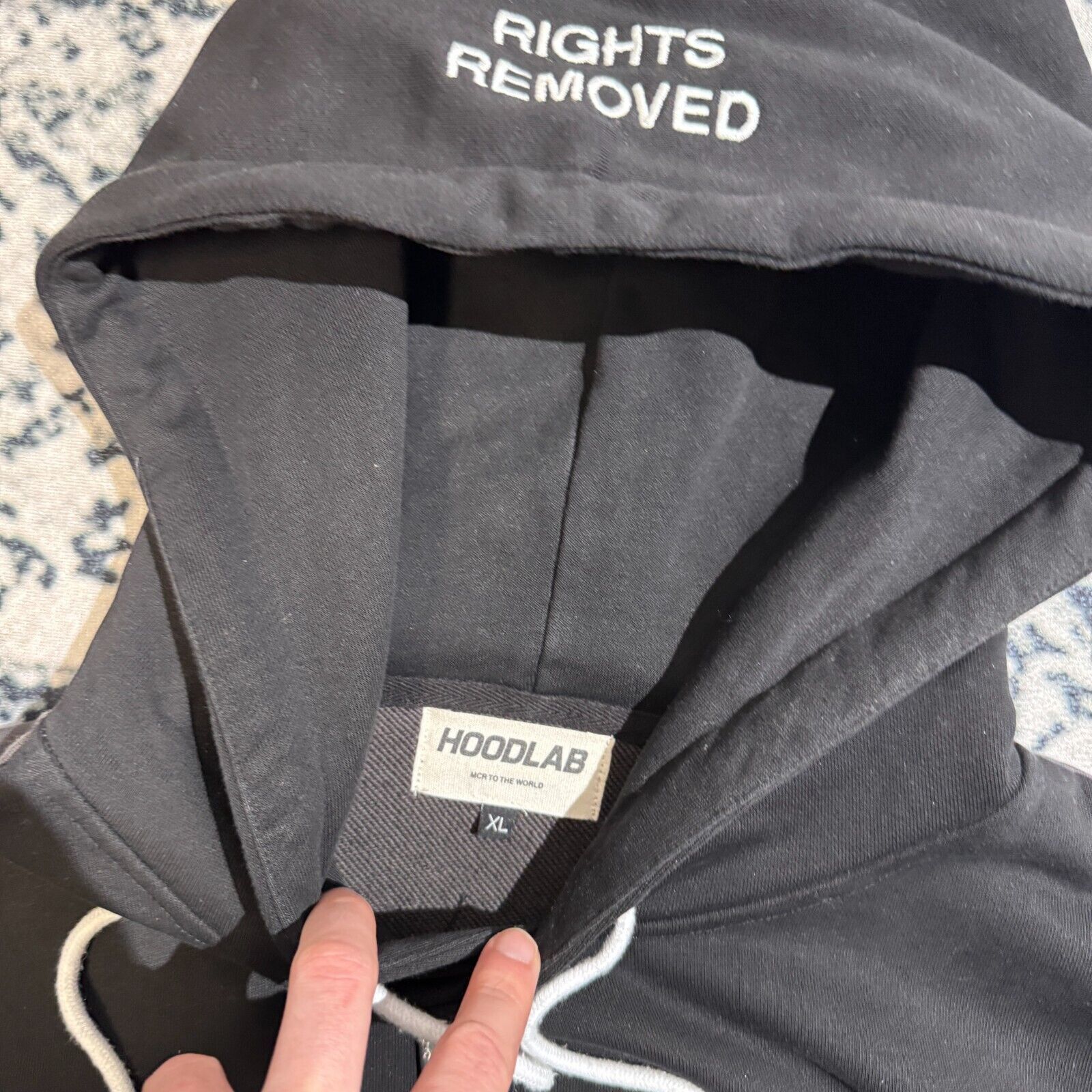 Vintage Vintage Hoodlab Unisex Gray Black Cotton Hoodie Size XL Size US XL / EU 56 / 4 - 6 Thumbnail