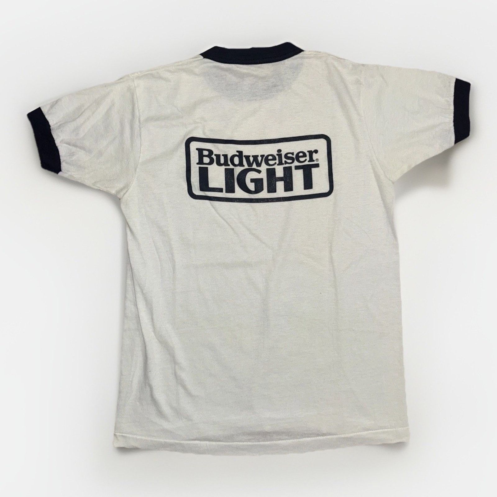 Band Tees × Vintage Vintage Bud Light Ringer T-Shirt White 80s 90s M 18x25.5 Size US M / EU 48-50 / 2 - 1 Thumbnail