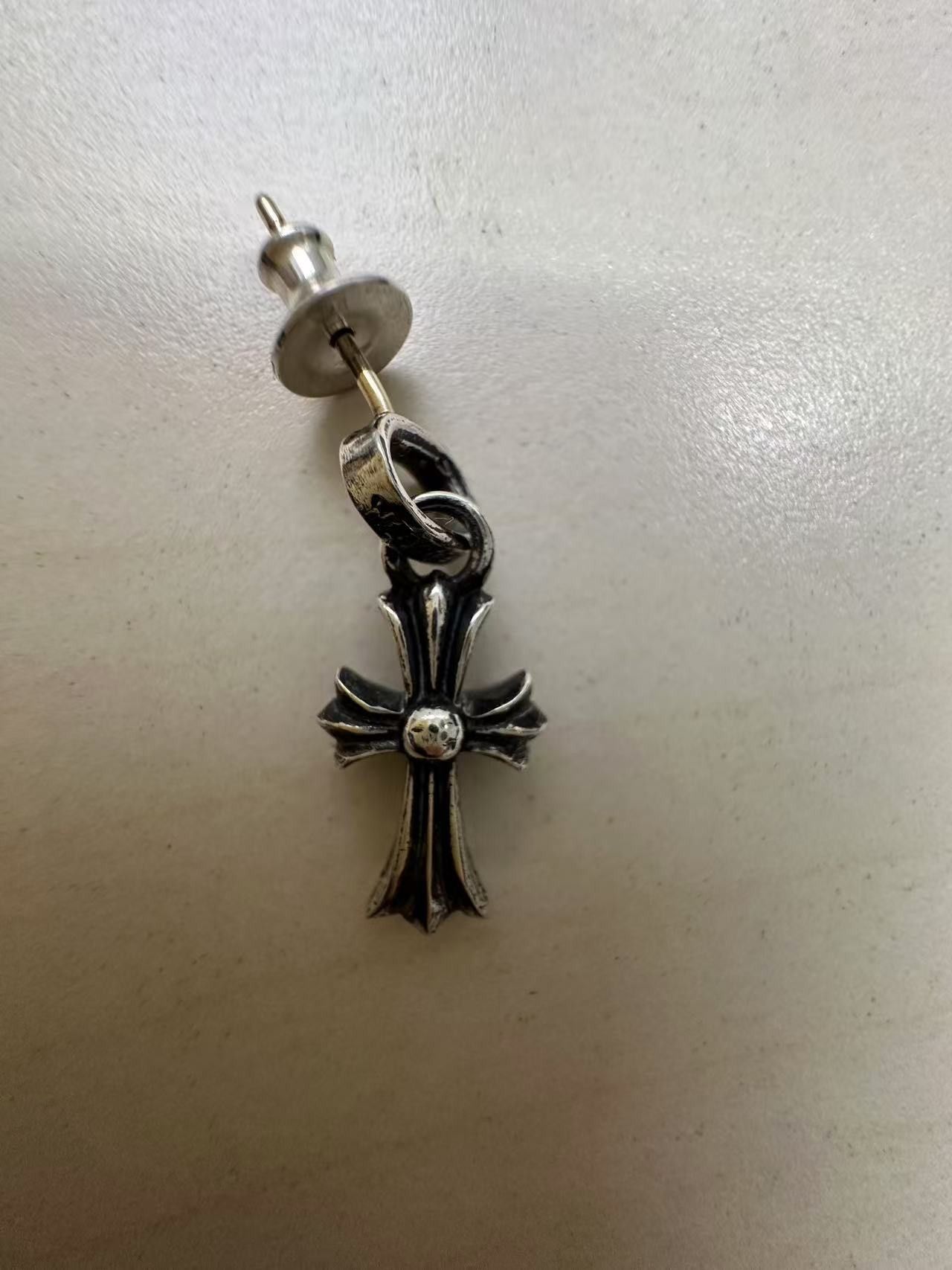 Chrome Hearts Chrome Hearts Silver Babyfat Cross Earring Drop Size ONE SIZE - 5 Thumbnail
