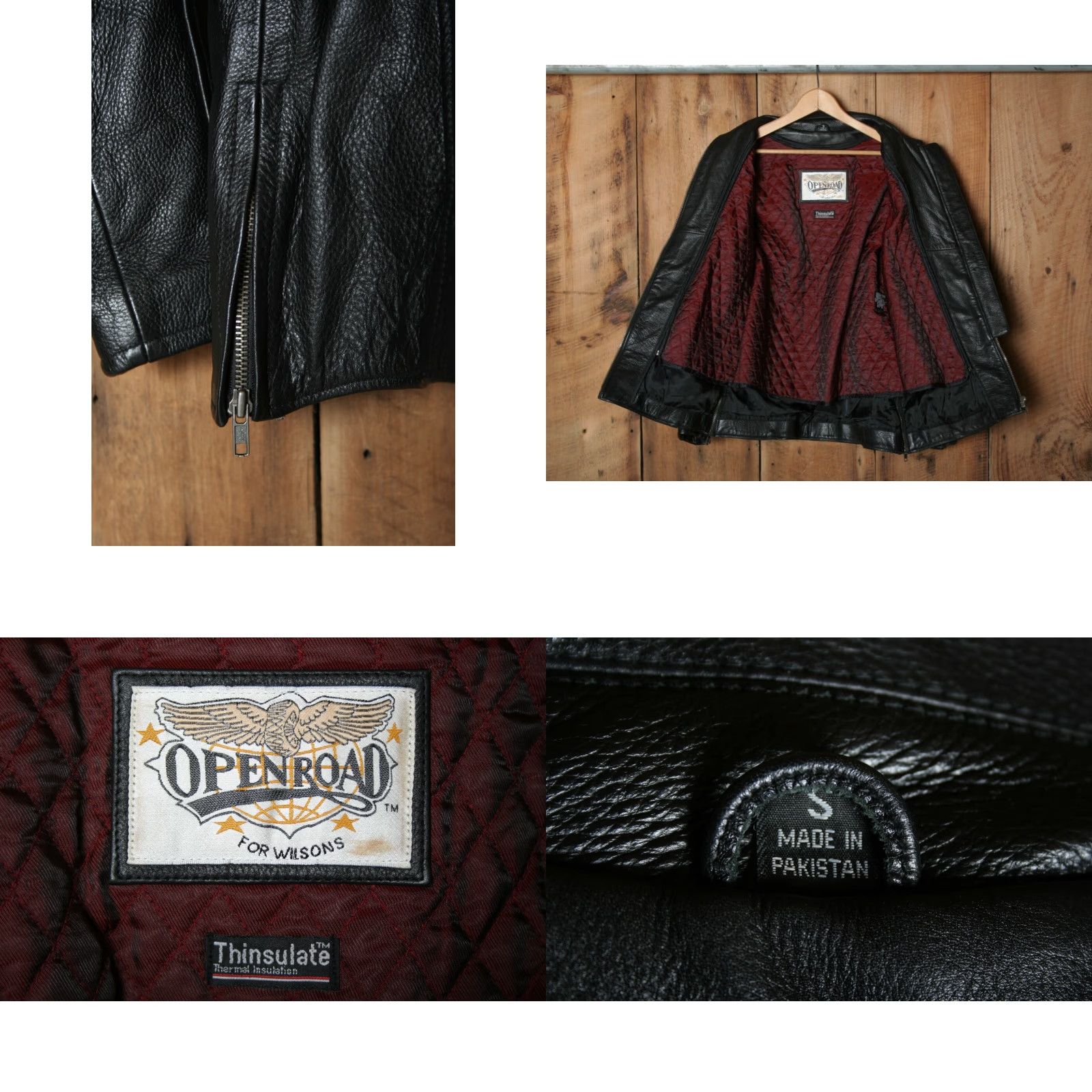 Vintage VINTAGE Open Road Wilsons Leather Motorcycle Jacket Women Sz S Black Zip-Out Thinsulate Liner (Motorcycle Jacket) Womens Size S / US 4 / IT 40 - 8 Thumbnail