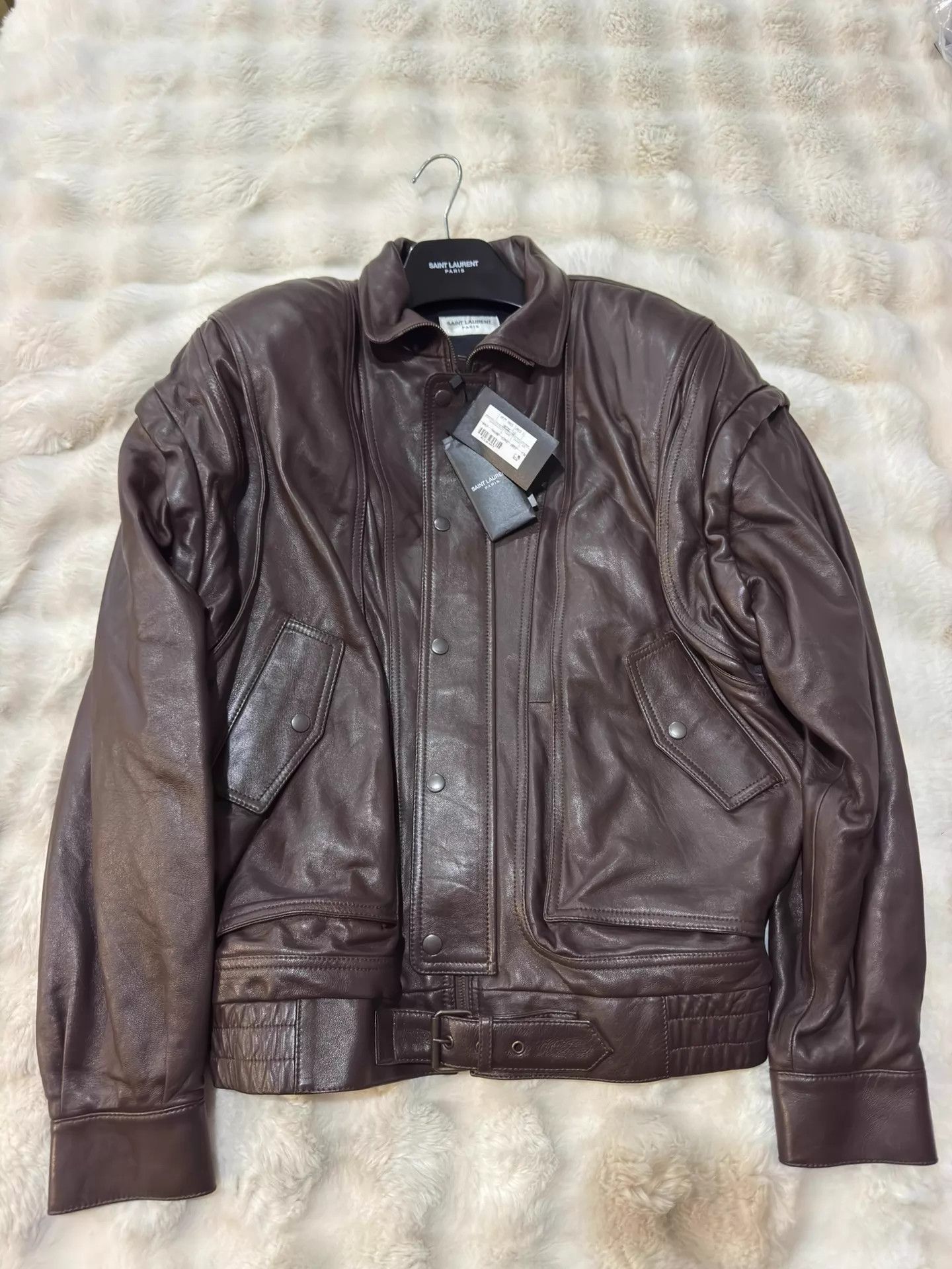 Saint Laurent Paris YSL 23 Runway Sheepskin Leather Unisex F36 Jacket Size XS / US 0-2 / IT 36-38 - 1 Thumbnail