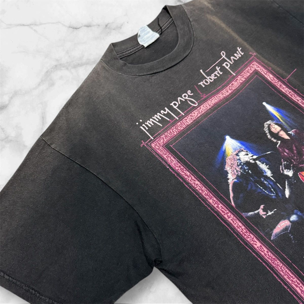 Band Tees Vintage 90s Jimmy page/Robert plant World Tour Fadeless Tees Size US L / EU 52-54 / 3 - 4 Thumbnail