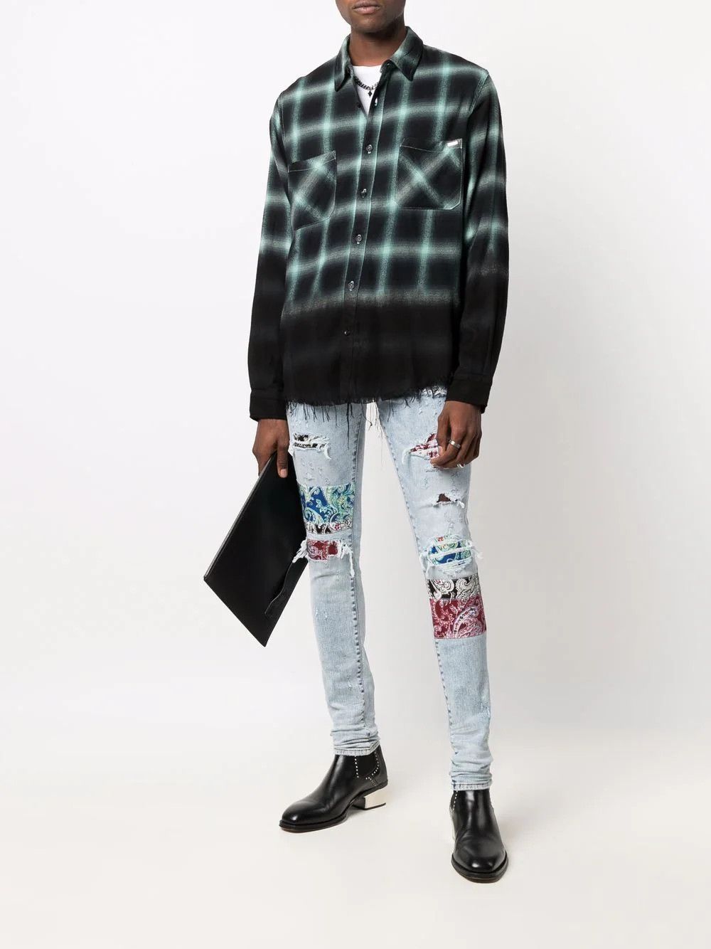 Amiri o1mle0924 Pajama Art Patch Jeans in Light Blue Size US 32 / EU 48 - 2 Thumbnail