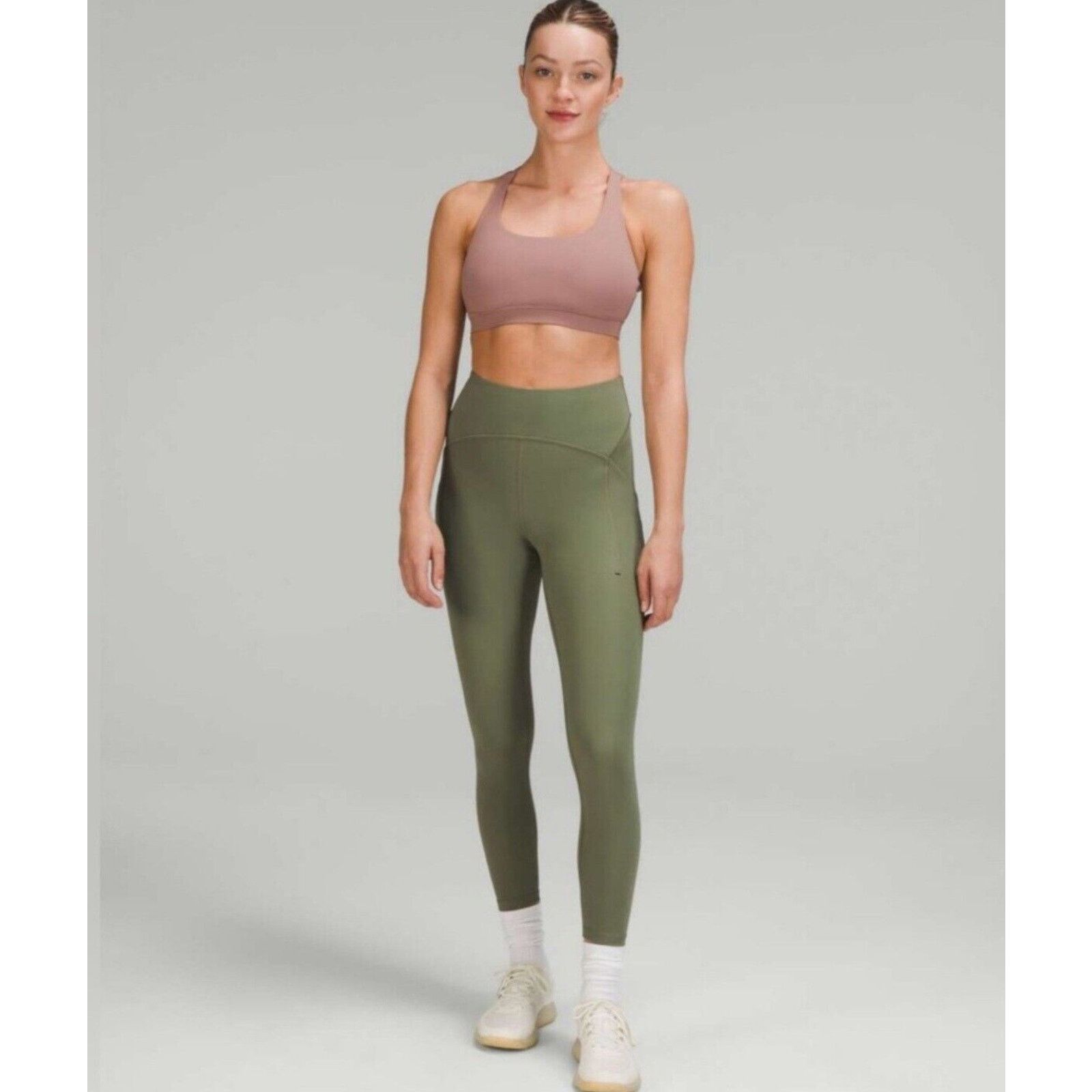 Lululemon Lululemon Women's Power Thru High-Rise Green Twill Tight 24" Size 27" / US 4 / IT 40 - 4 Thumbnail