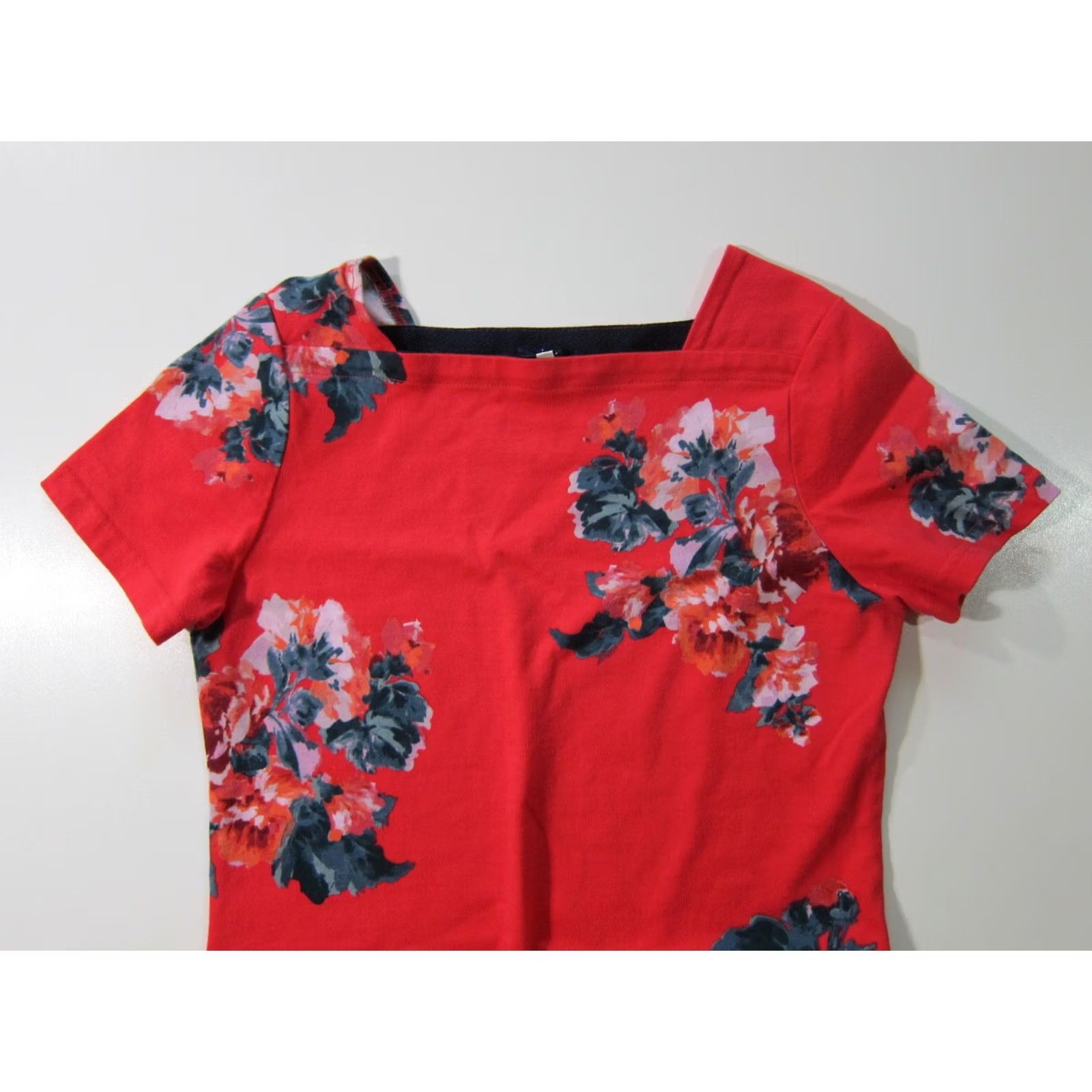 Vintage Joules Francis Cotton Stretch Red Green Floral Straight Tunic Pocket Shirt Dress Size 6 Size M / US 6-8 / IT 42-44 - 7 Thumbnail
