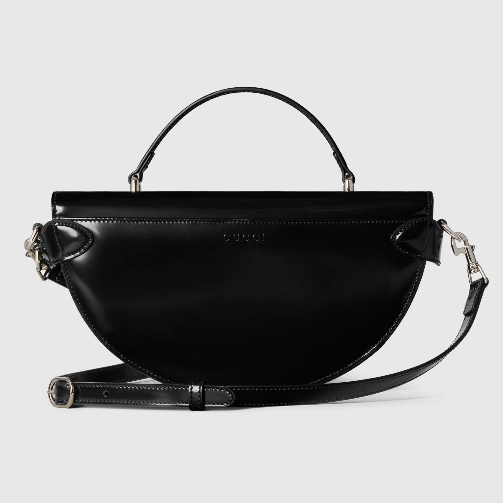 Gucci GUCCI Half-Moon Small Black Leather Top Handle New Auth Size ONE SIZE - 3 Thumbnail