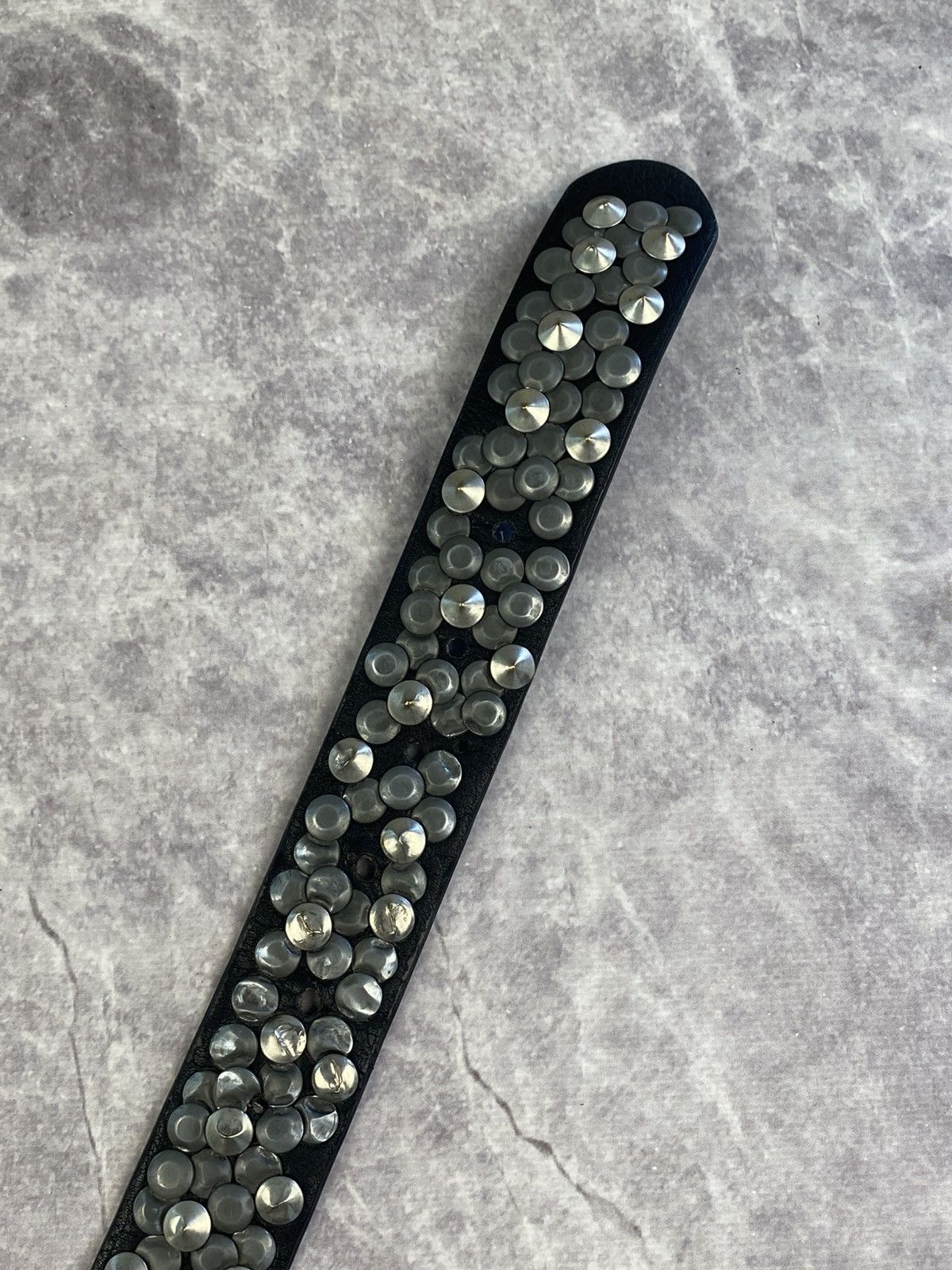 Other Black Leather Metal Studded Belt Y2K Grange Avant-garde Size 32 - 4 Thumbnail