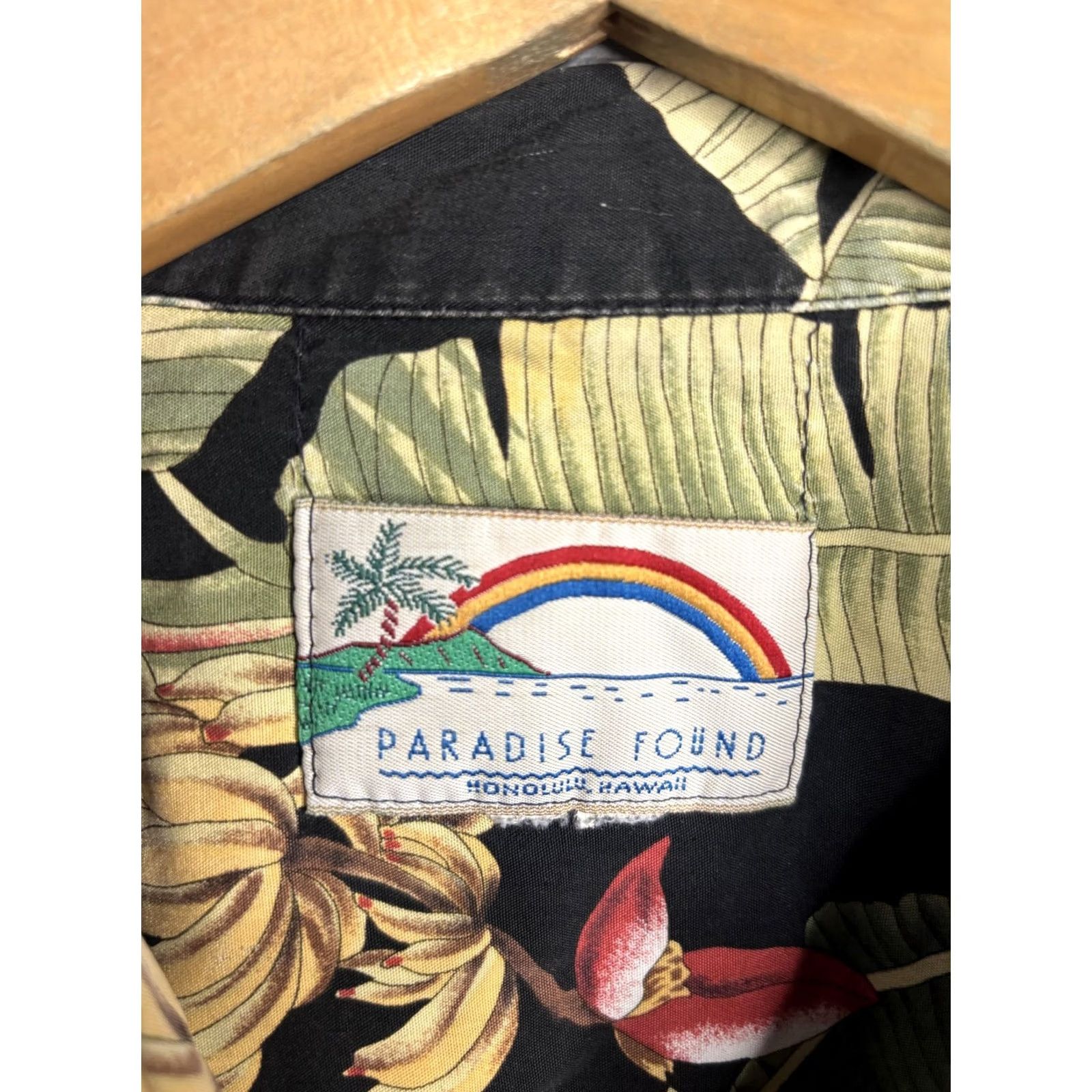 Paradise Found Paradise Found Shirt Mens Large Black Banana Leaf Hawaiian Camp Button Front Size US L / EU 52-54 / 3 - 3 Thumbnail