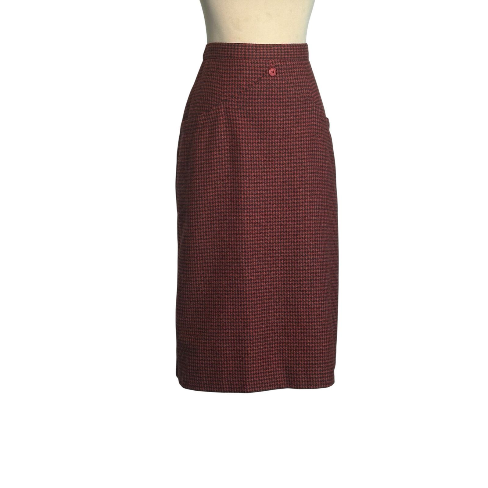 Porsche Design Porsche vintage red black houndstooth pencil skirt size 9/10 Size 27" / US 4 / IT 40 - 8 Thumbnail