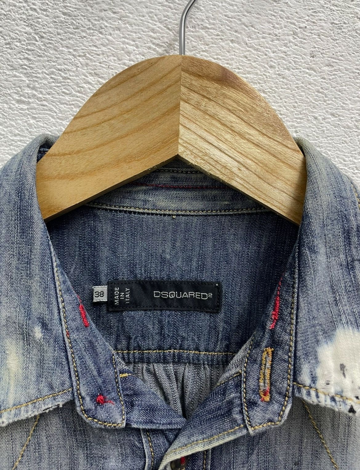 Dsquared2 Rare DSQUARED Denim Shirt Distressed Bleached Argyle Pattern Size M / US 6-8 / IT 42-44 - 7 Thumbnail