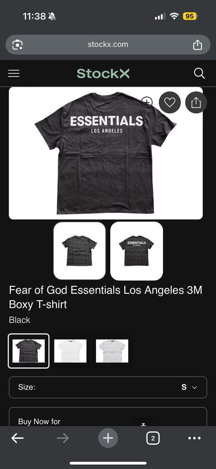 Fear of God Fear of God Essentials Los Angeles 3M Tee SZ Small Black🔥 Size US S / EU 44-46 / 1 - 10 Thumbnail