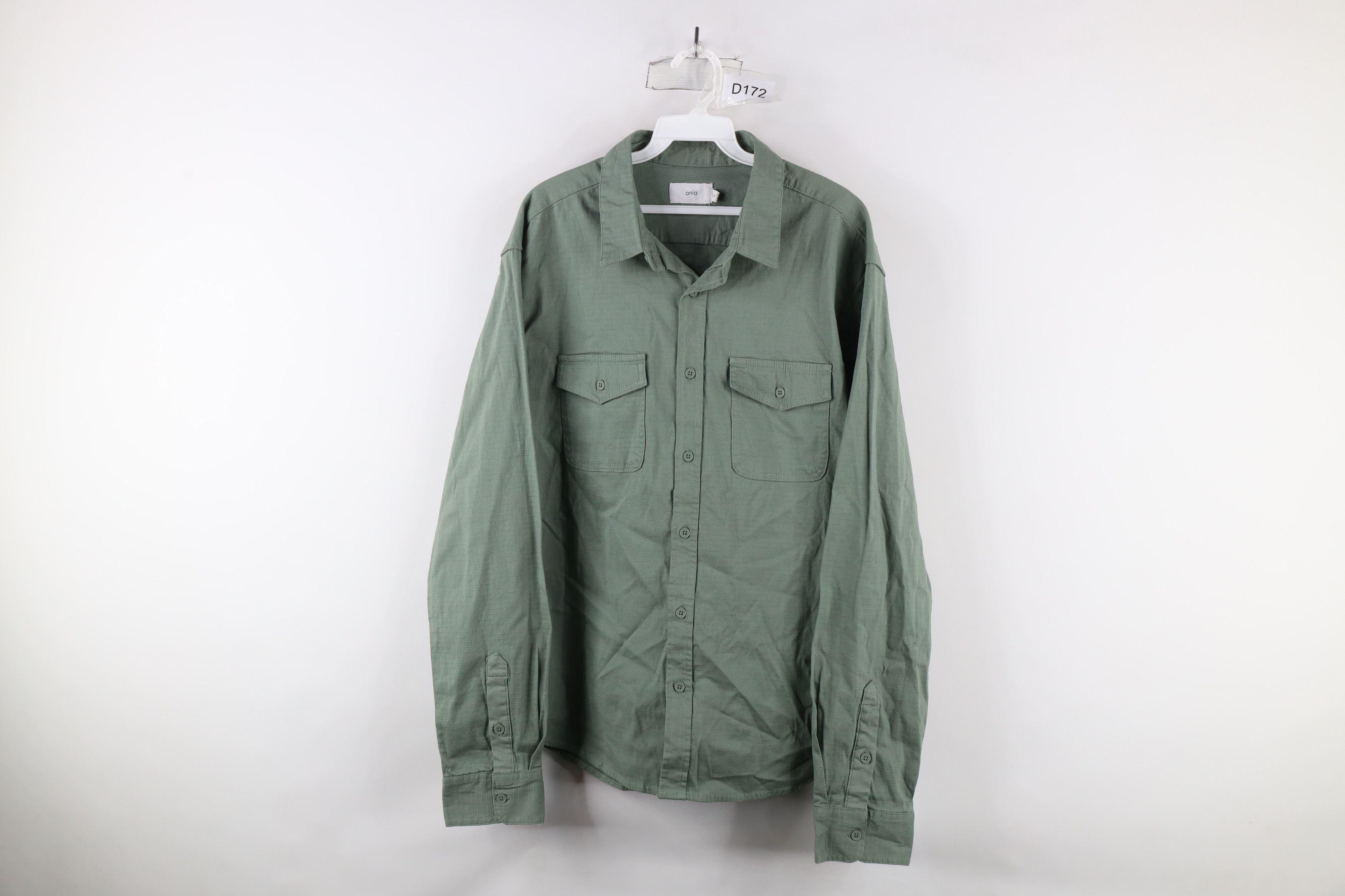 Vintage Onia Ripstop Collared Button Shirt Green Cotton Size US L / EU 52-54 / 3 - 1 Thumbnail