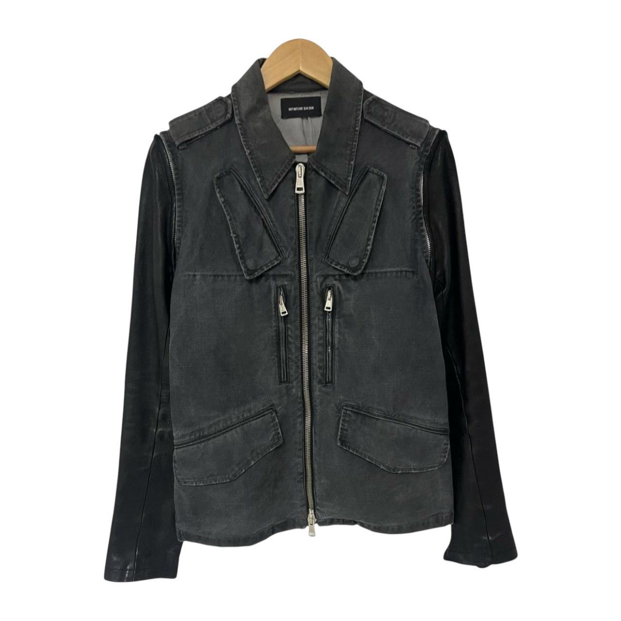Diet Butcher Slim Skin High Collar Beige Denim Jacket | Grailed