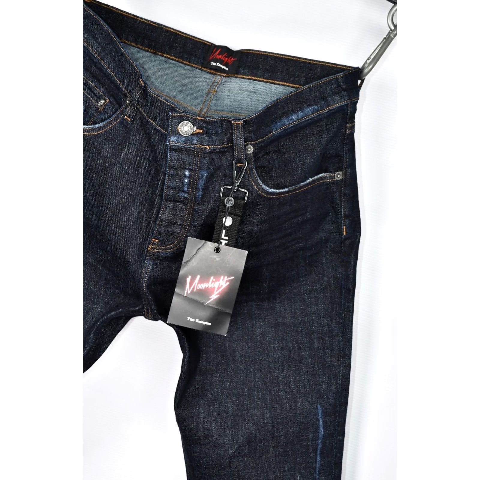 The Kooples The Kooples Moonlight Men's Short Drop Cropped Jeans W31 Blue Denim 5-Pocket 96%Cotton 4%Elastane Cropped 90s Style Mens Size US 31 - 3 Thumbnail