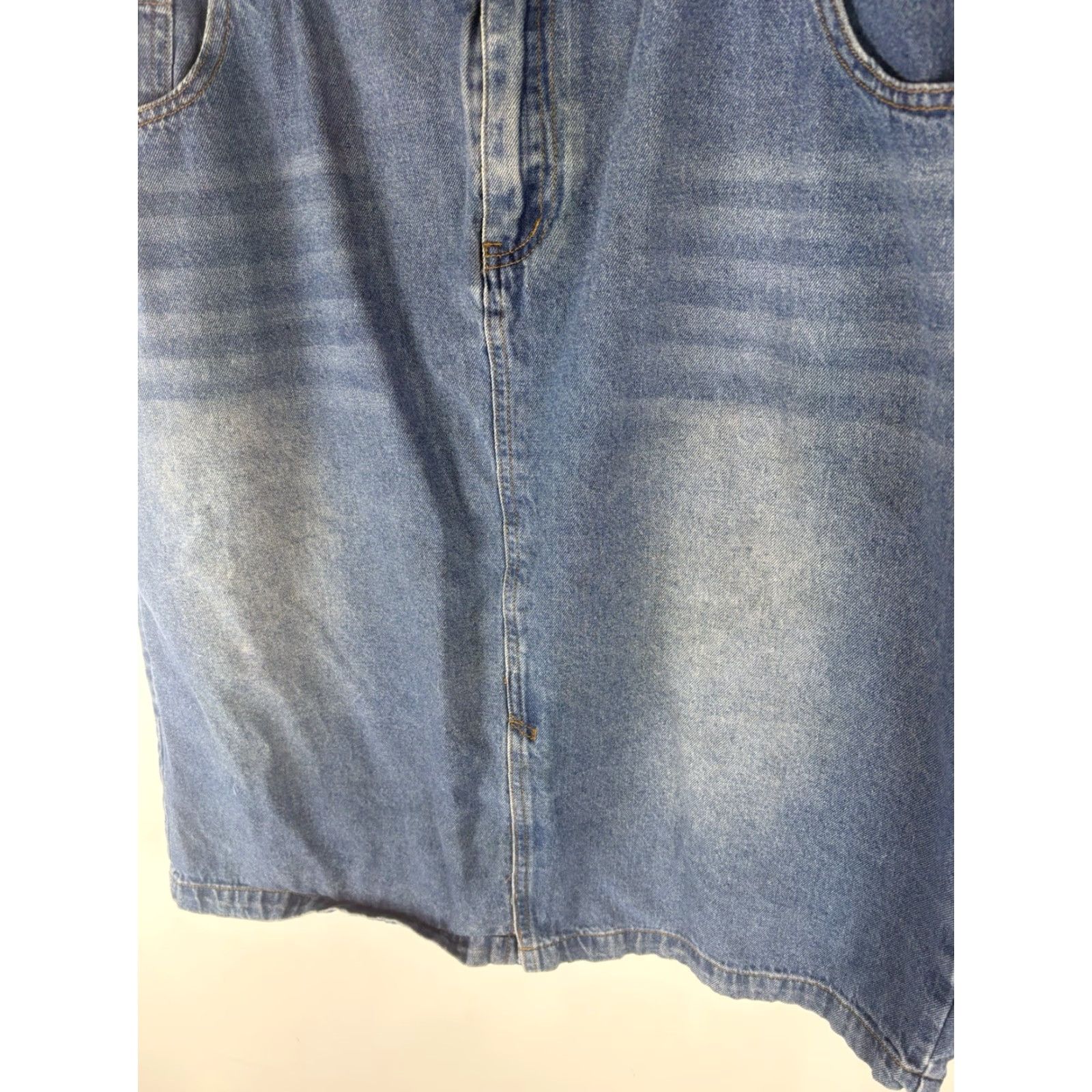 Vintage Emery Rose Women's Denim Midi Skirt 3X Plus Size Casual Bohemian 90s Stretch Zipper Size 40" / US 18 - 2 Thumbnail